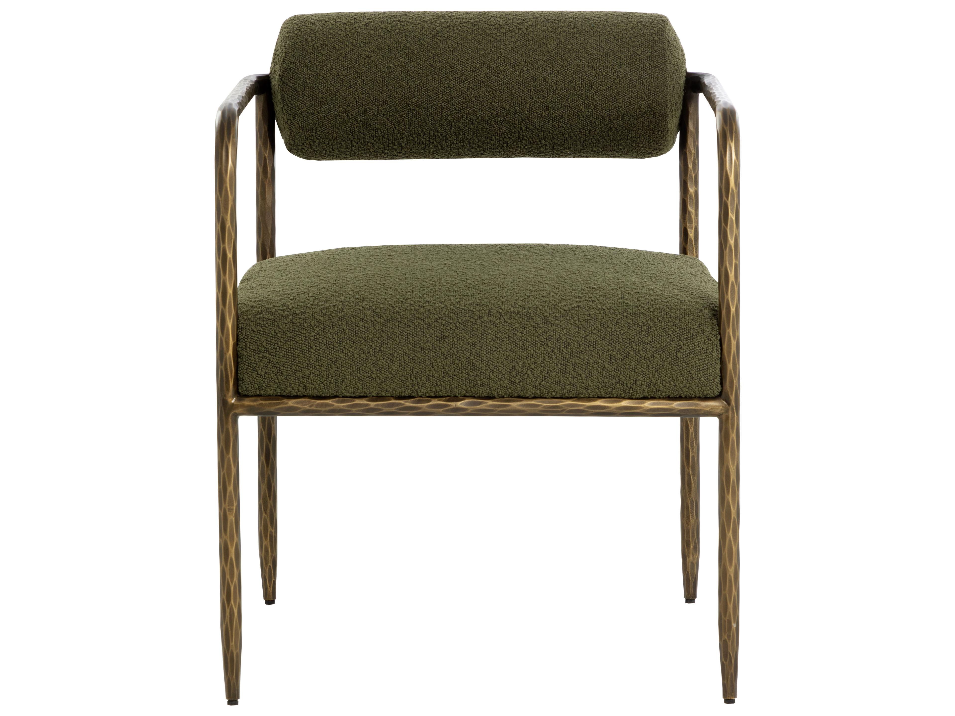 Sunpan Ajani Green Fur Arm Dining Chair