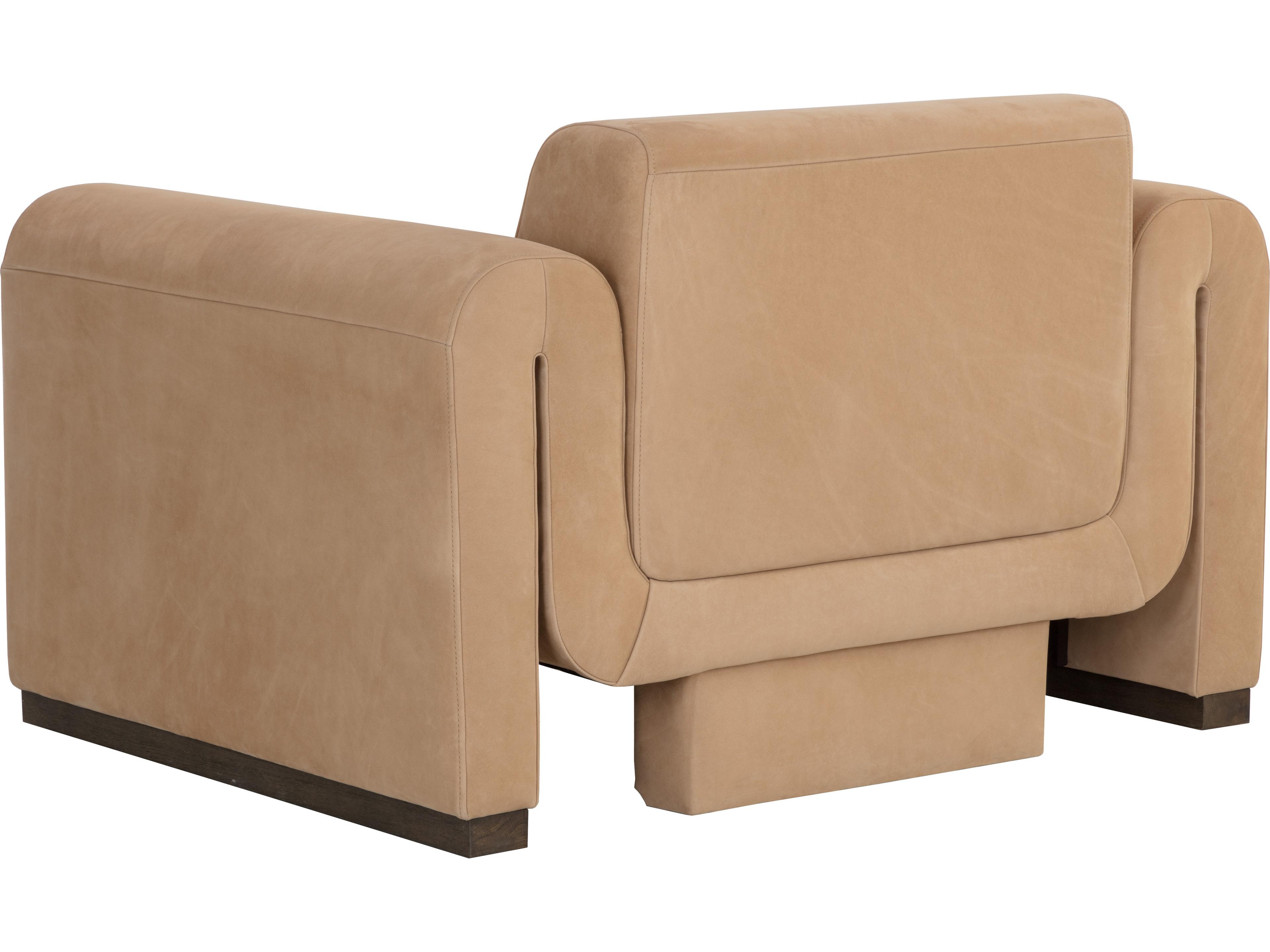 Sunpan Romer 46.75" Romer Armchair Distressed Brown Nubuck Tan Leather