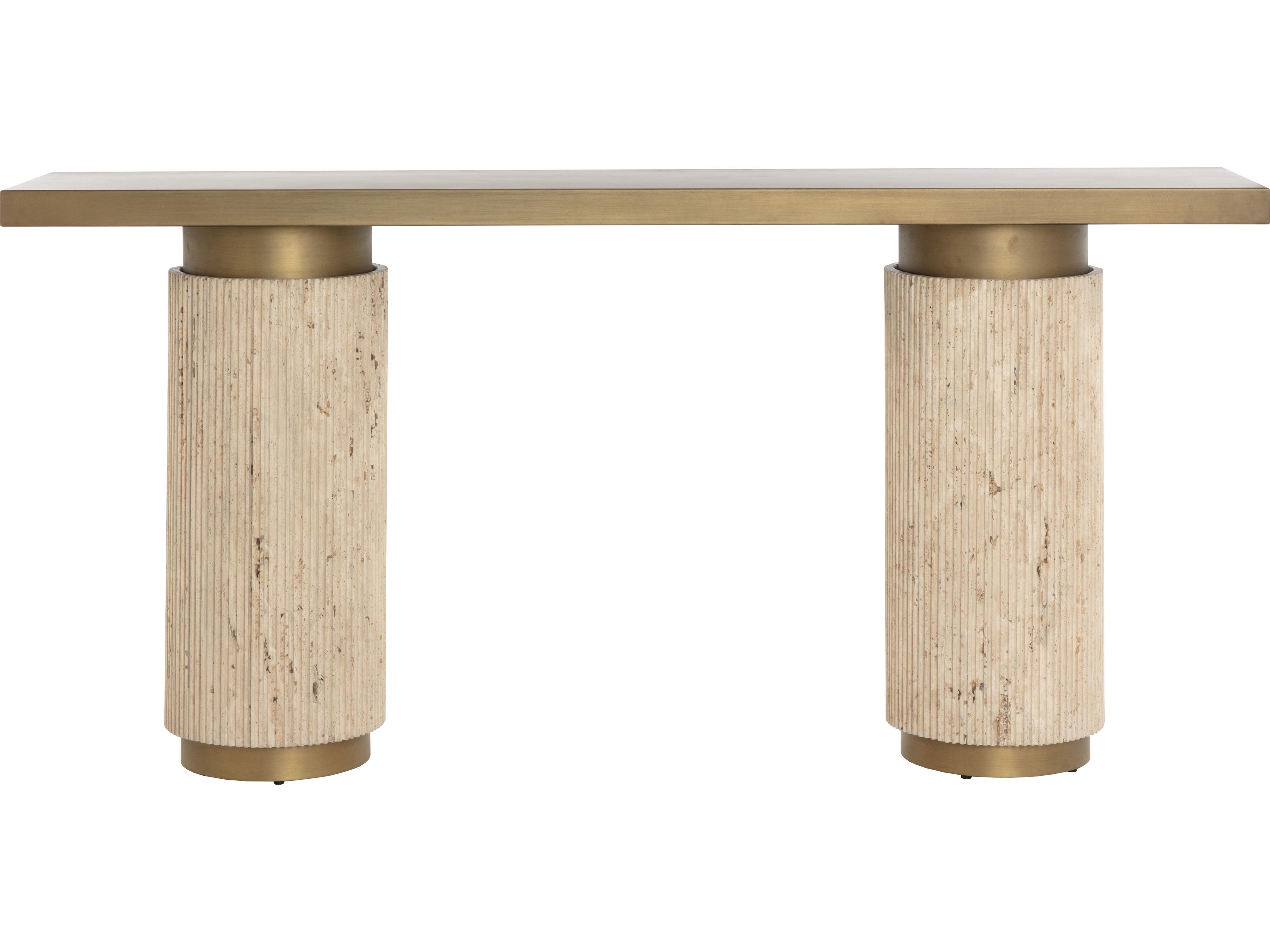 Ashva Rectangular Metal Gold Console Table