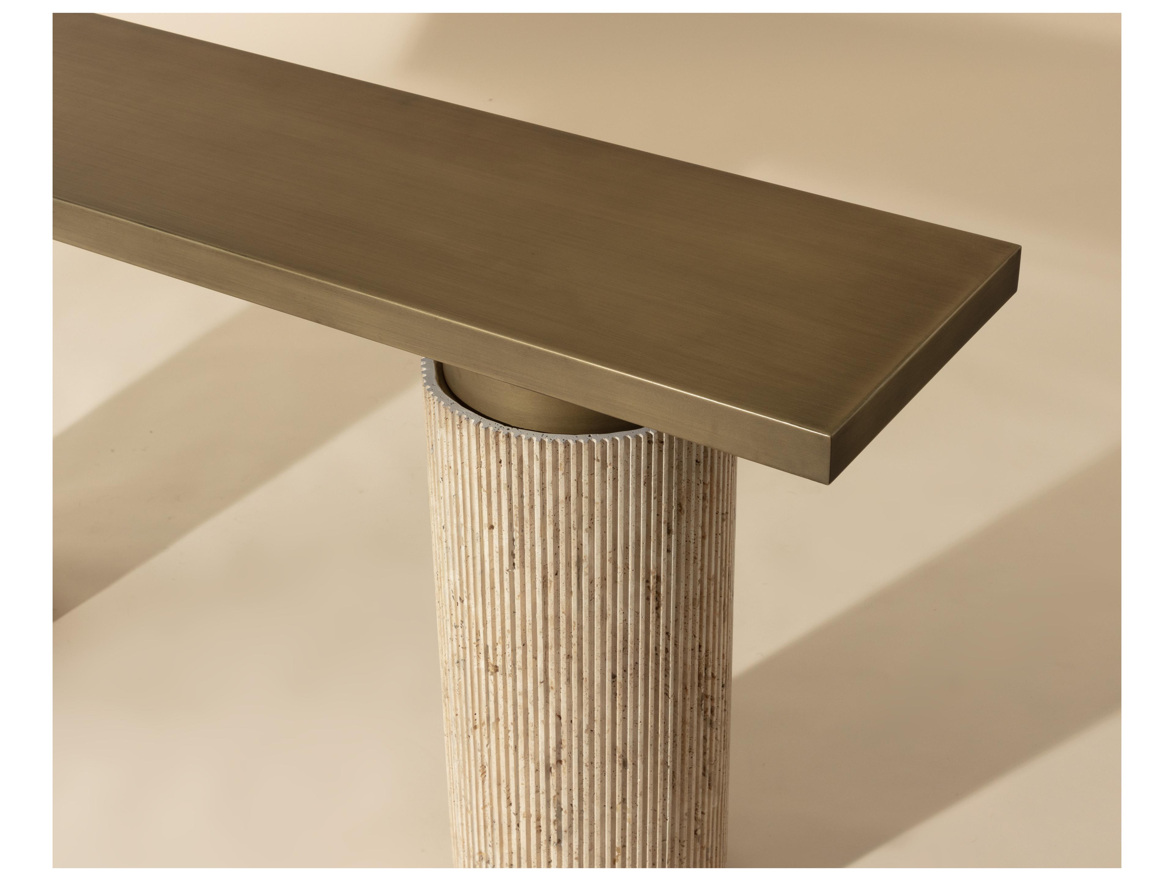 Sunpan Ashva Rectangular Metal Gold Console Table