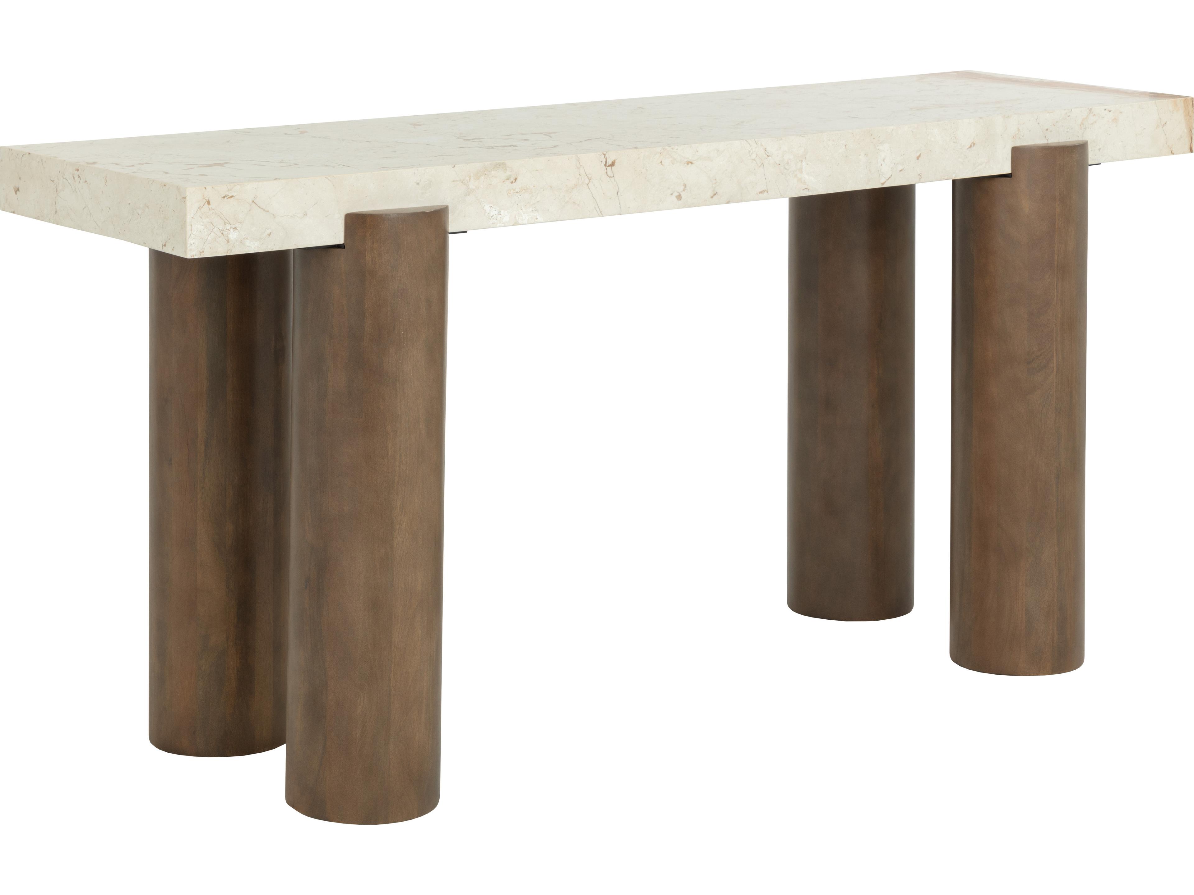 Sunpan Ardi Rectangular Marble Cream Console Table