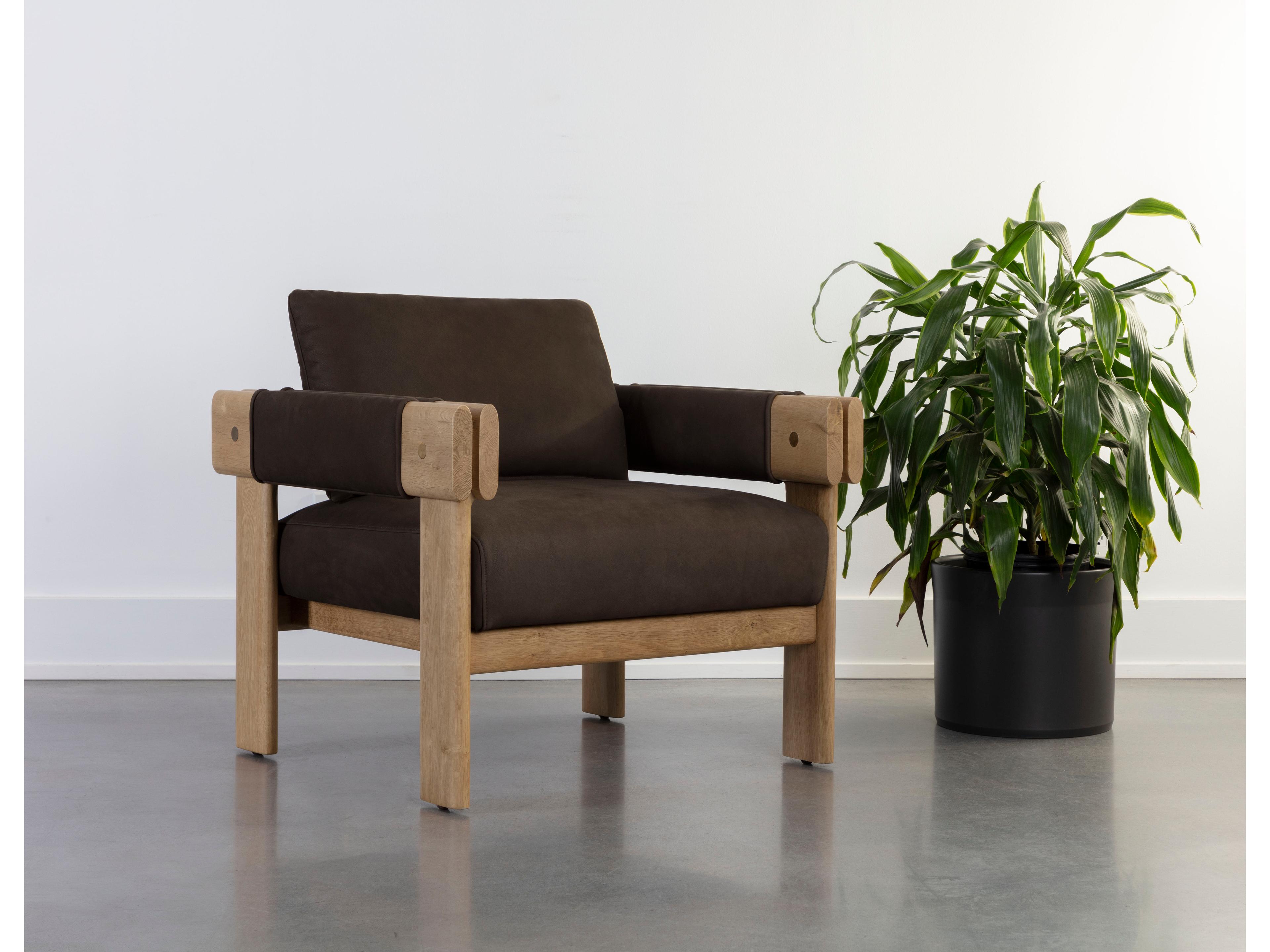 Sunpan Carmichael Brown Leather Accent Chair
