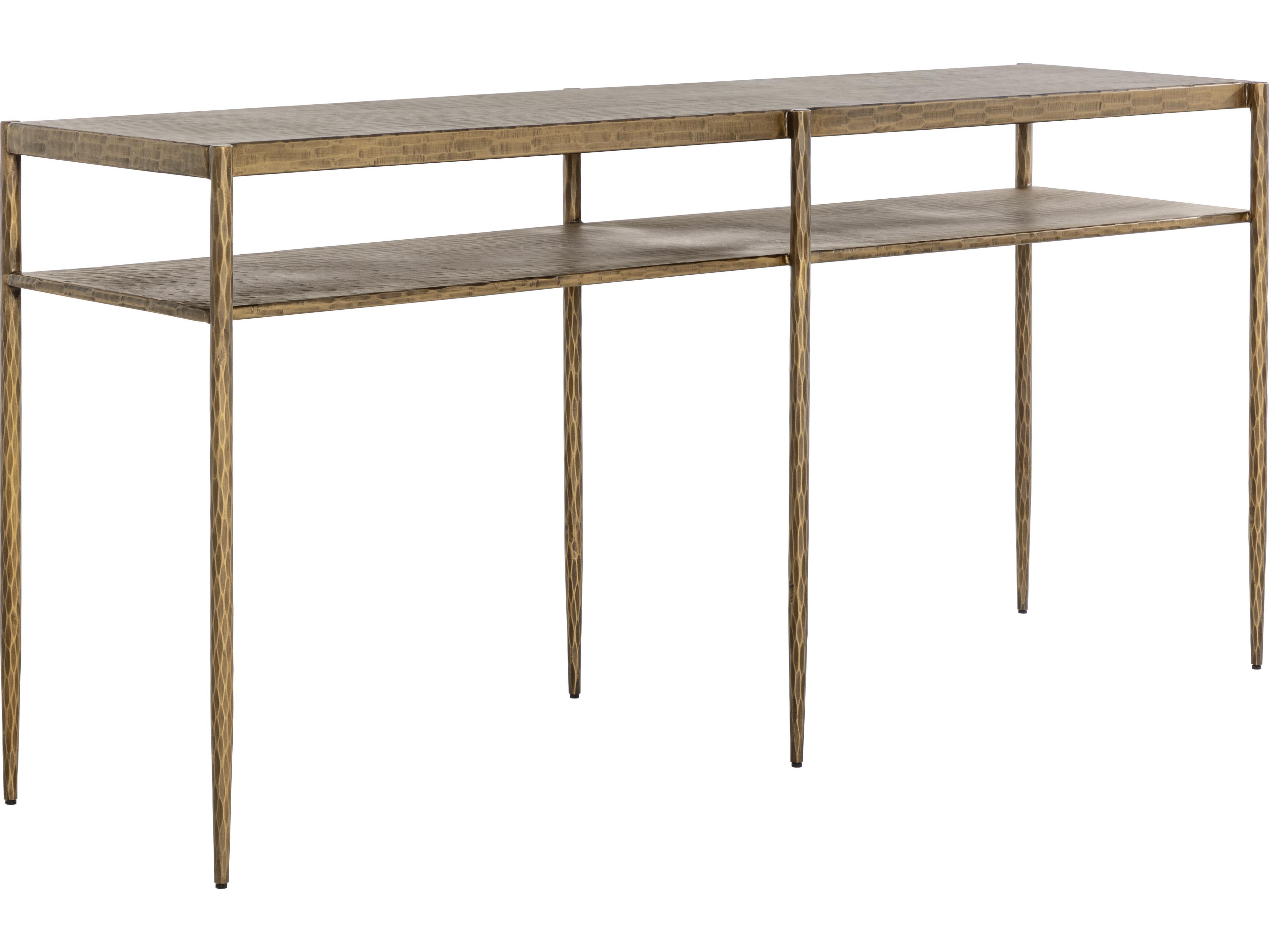 Naini Rectangular Metal Gold Console Table