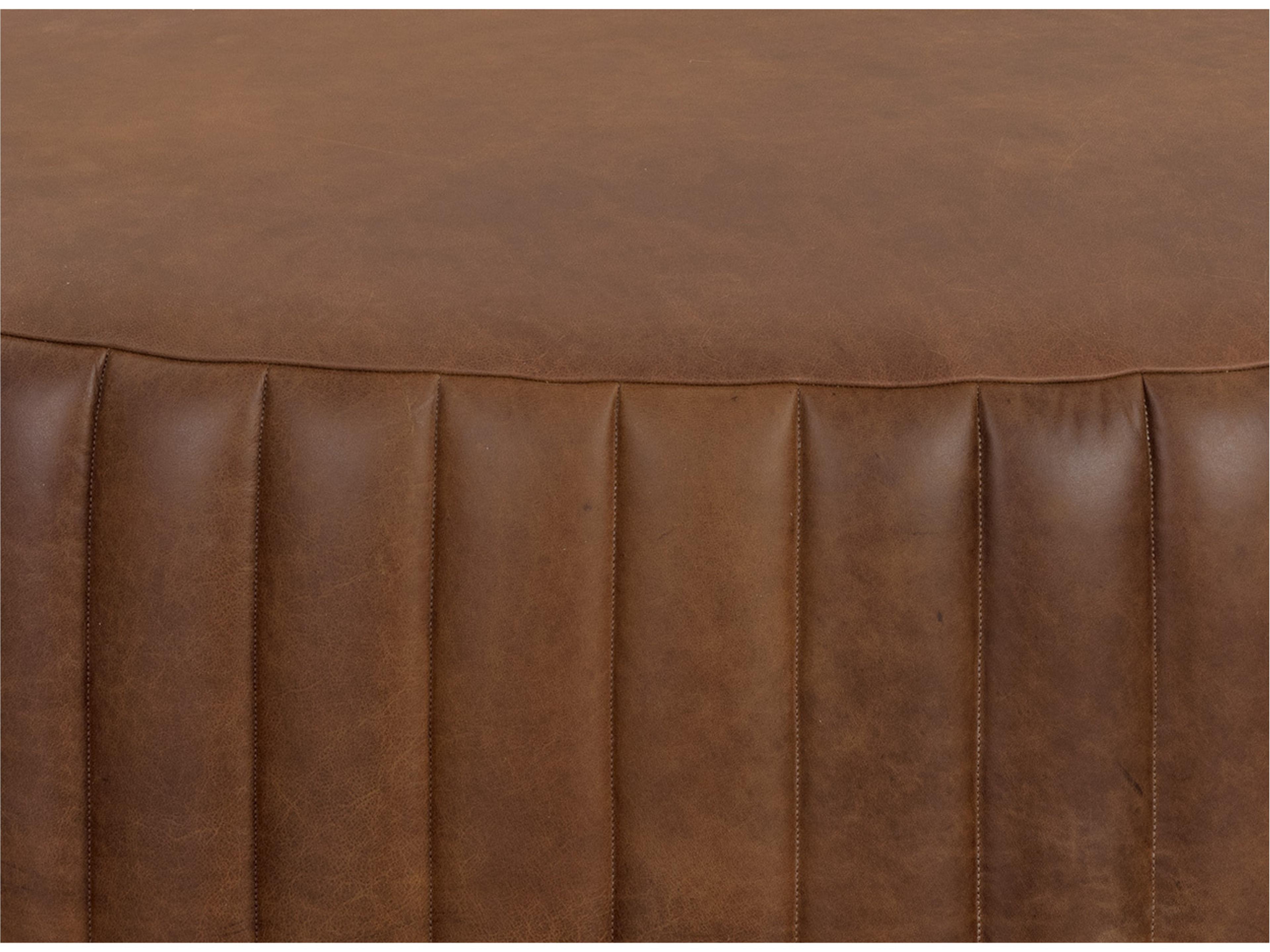 Sunpan Divano  Brown Leather Ottoman