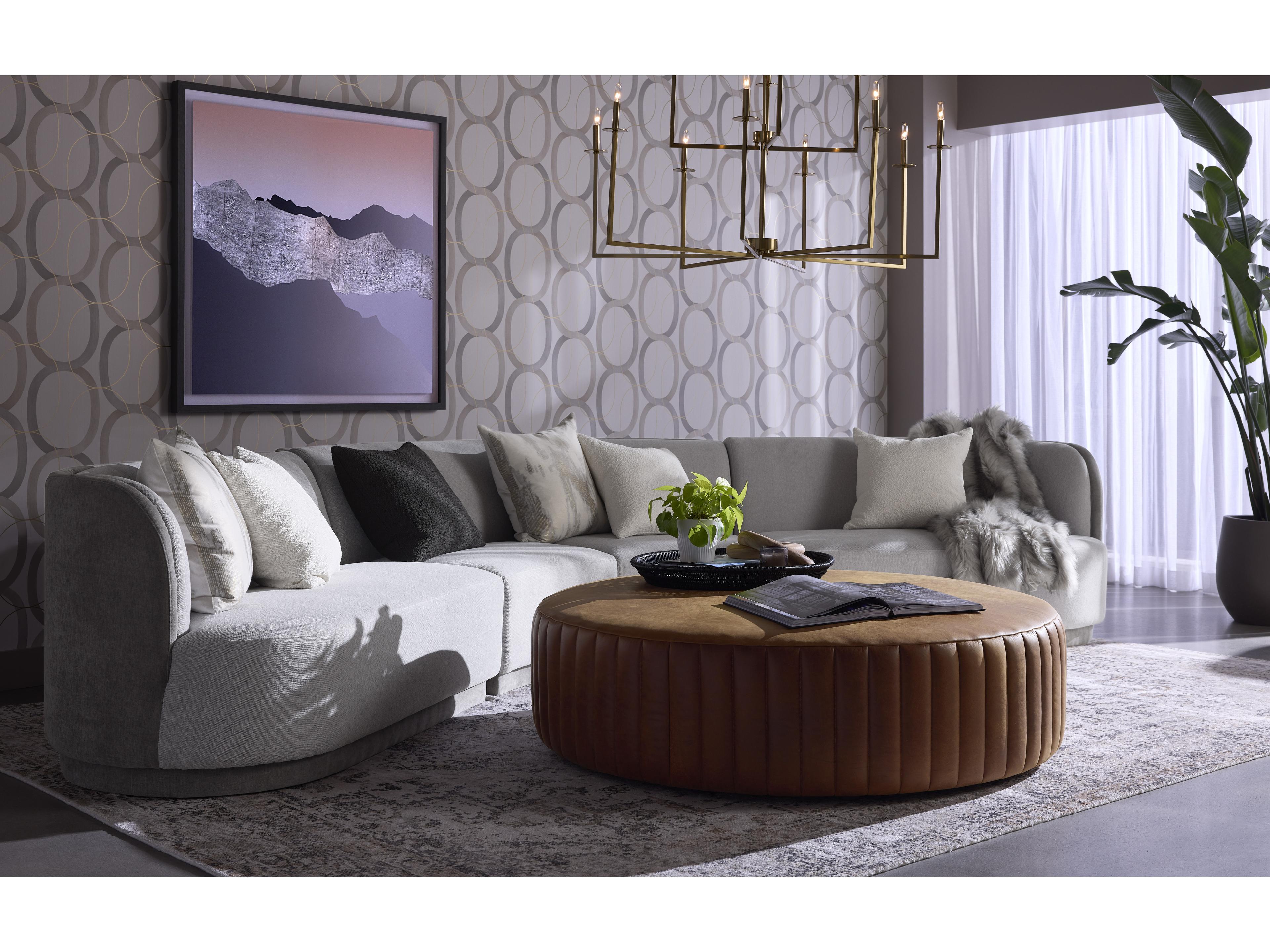 Sunpan Divano  Brown Leather Ottoman