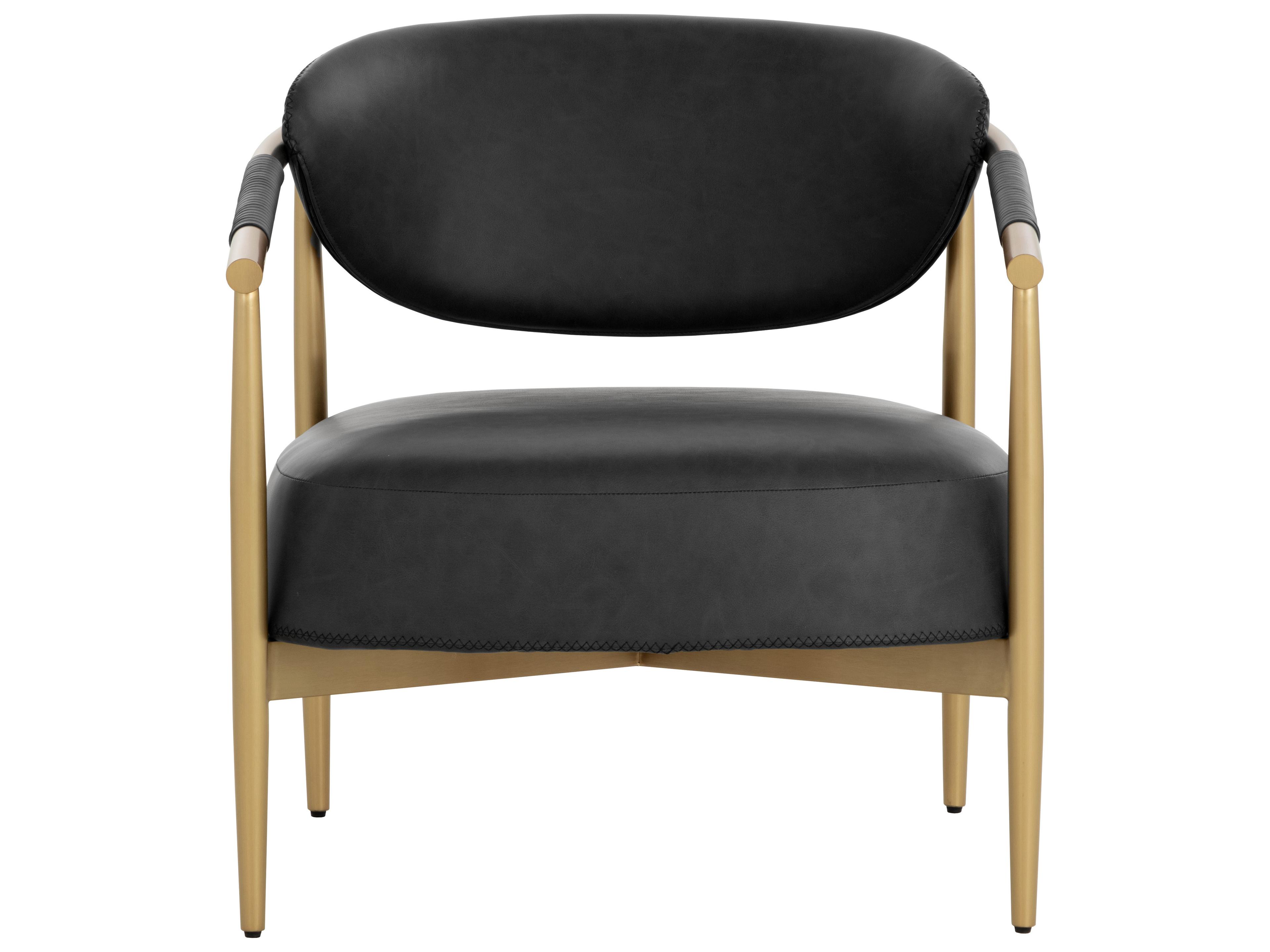 Sunpan Heloise Black Faux Leather Accent Chair