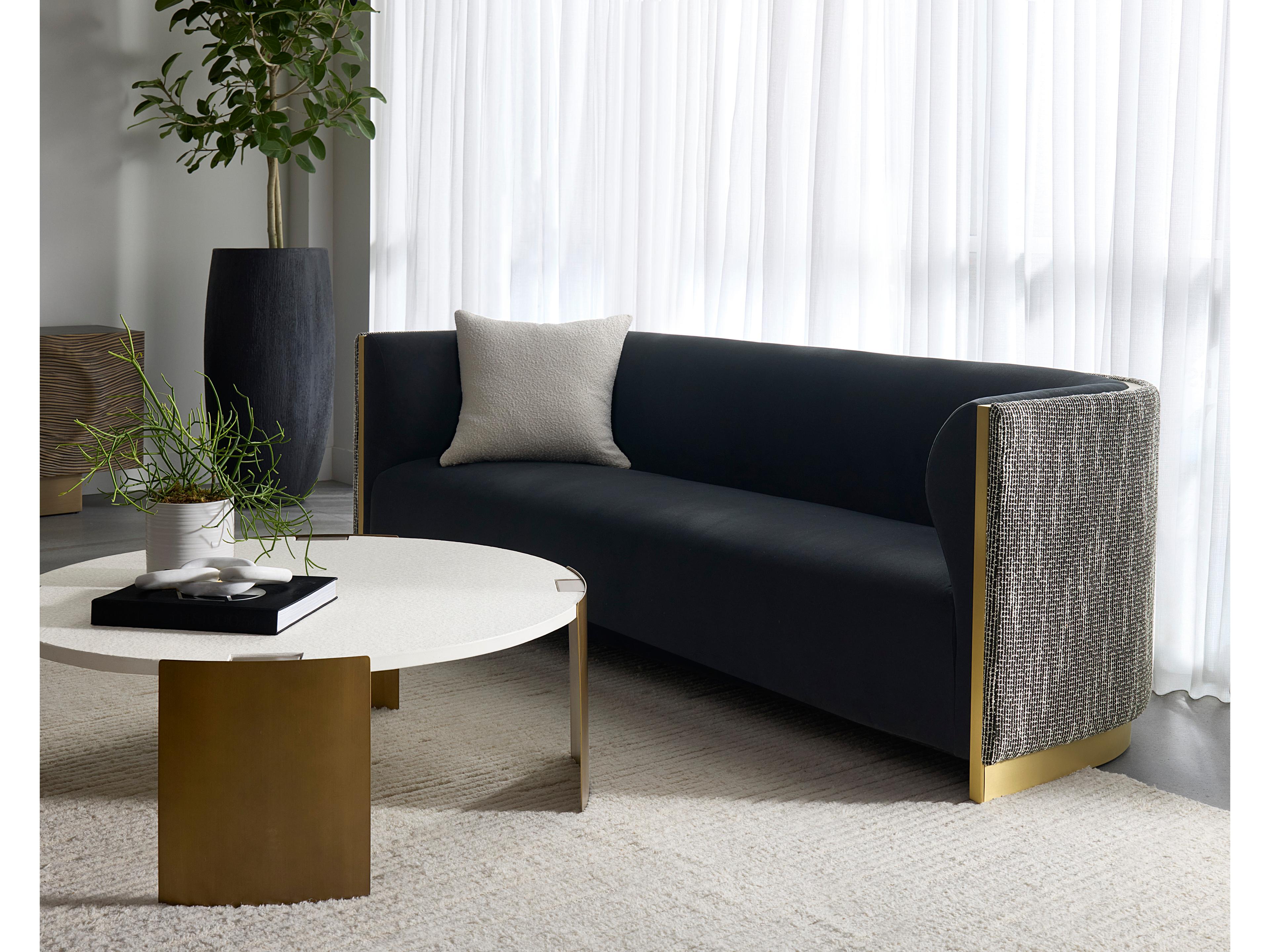 Sunpan Larron Black Upholstered Sofa