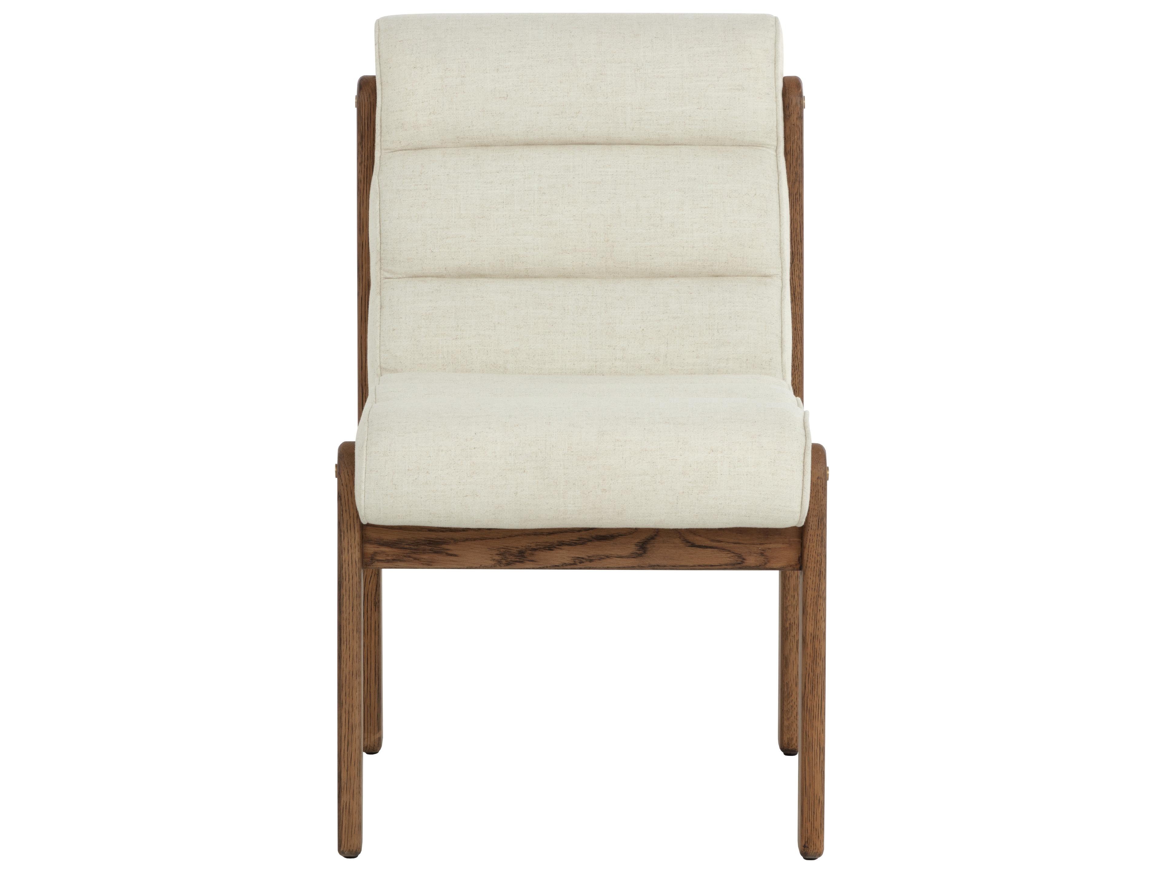 Sunpan Bertie Oak Wood Beige Upholstered Armless Dining Chair