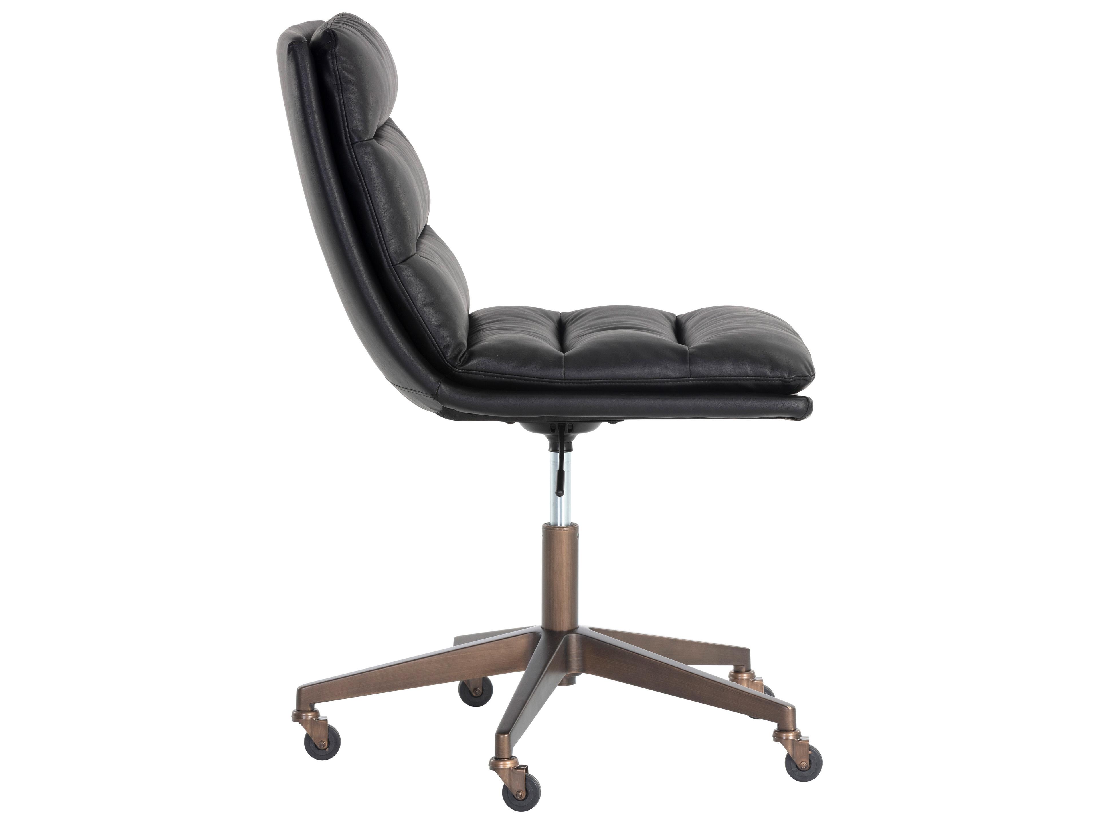 Sunpan Stinson Black Faux Leather Adjustable Swivel Computer Office Chair