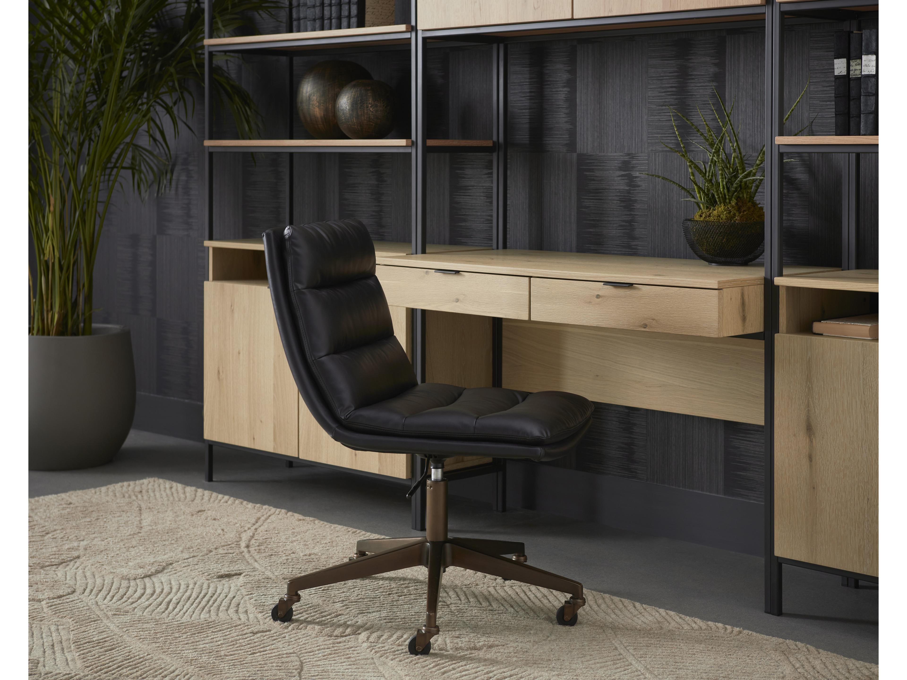 Sunpan Stinson Black Faux Leather Adjustable Swivel Computer Office Chair