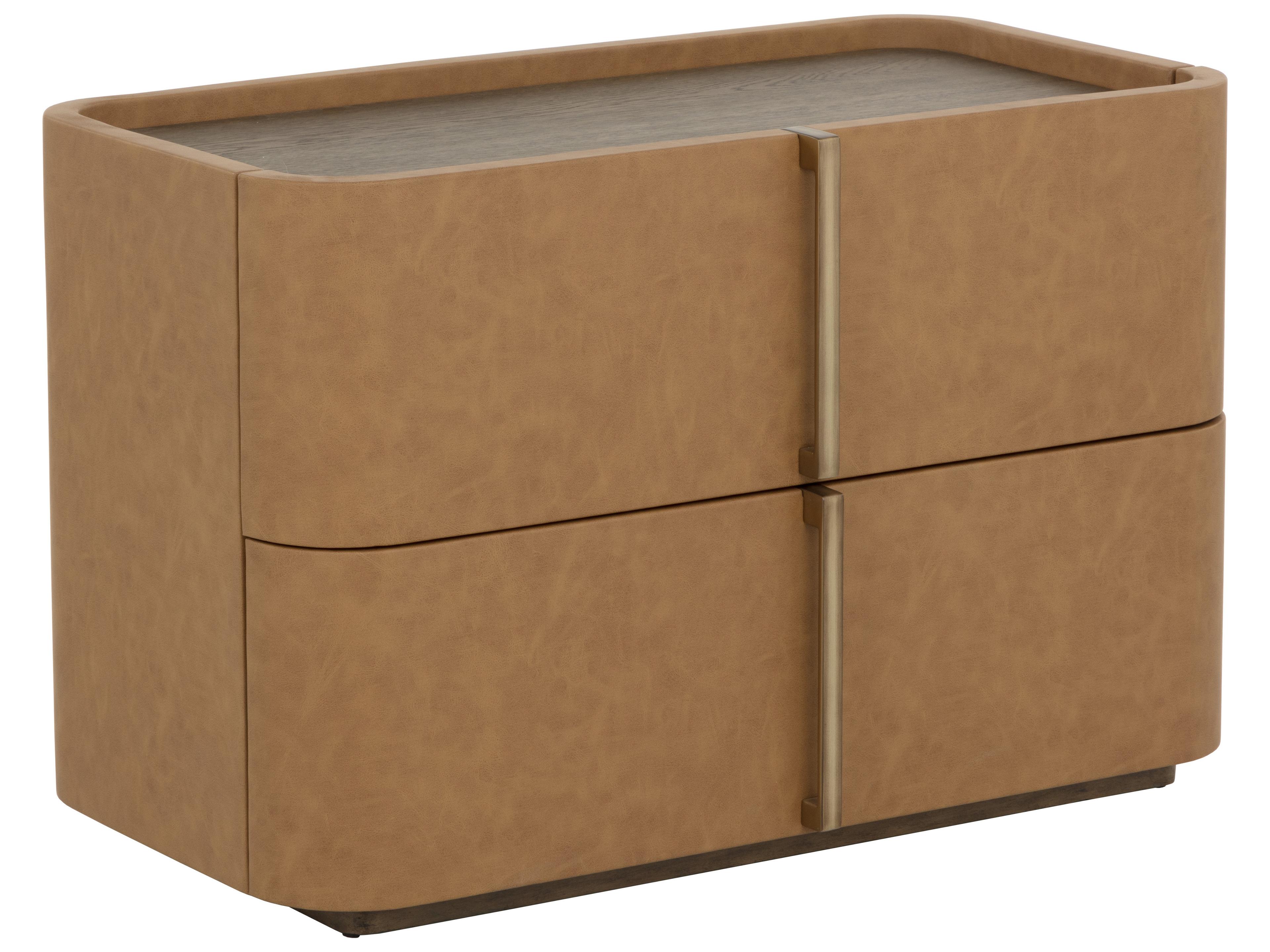 Sunpan Jamille 2-Drawers Oak Wood Nightstand