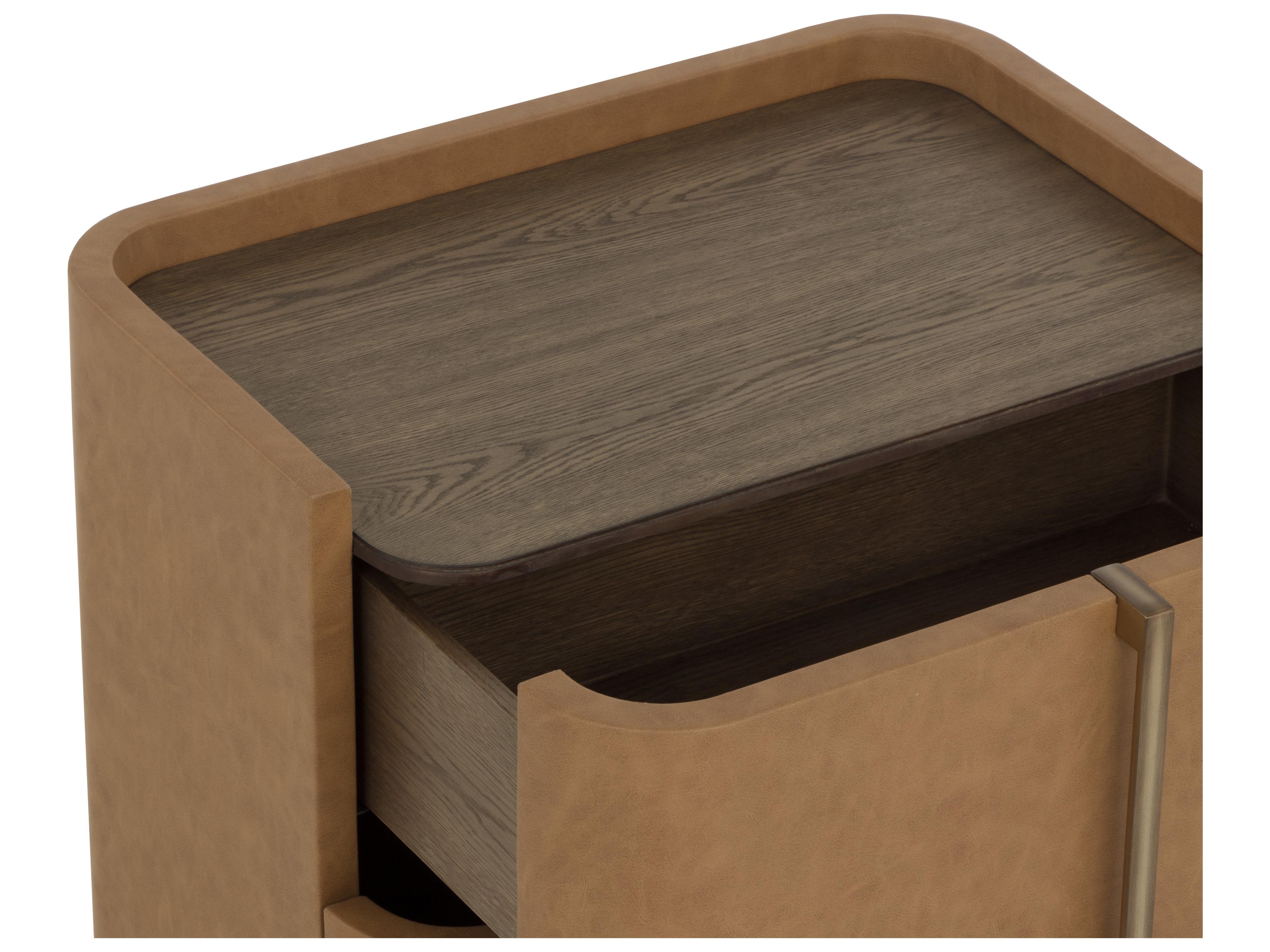 Sunpan Jamille 2-Drawers Oak Wood Nightstand