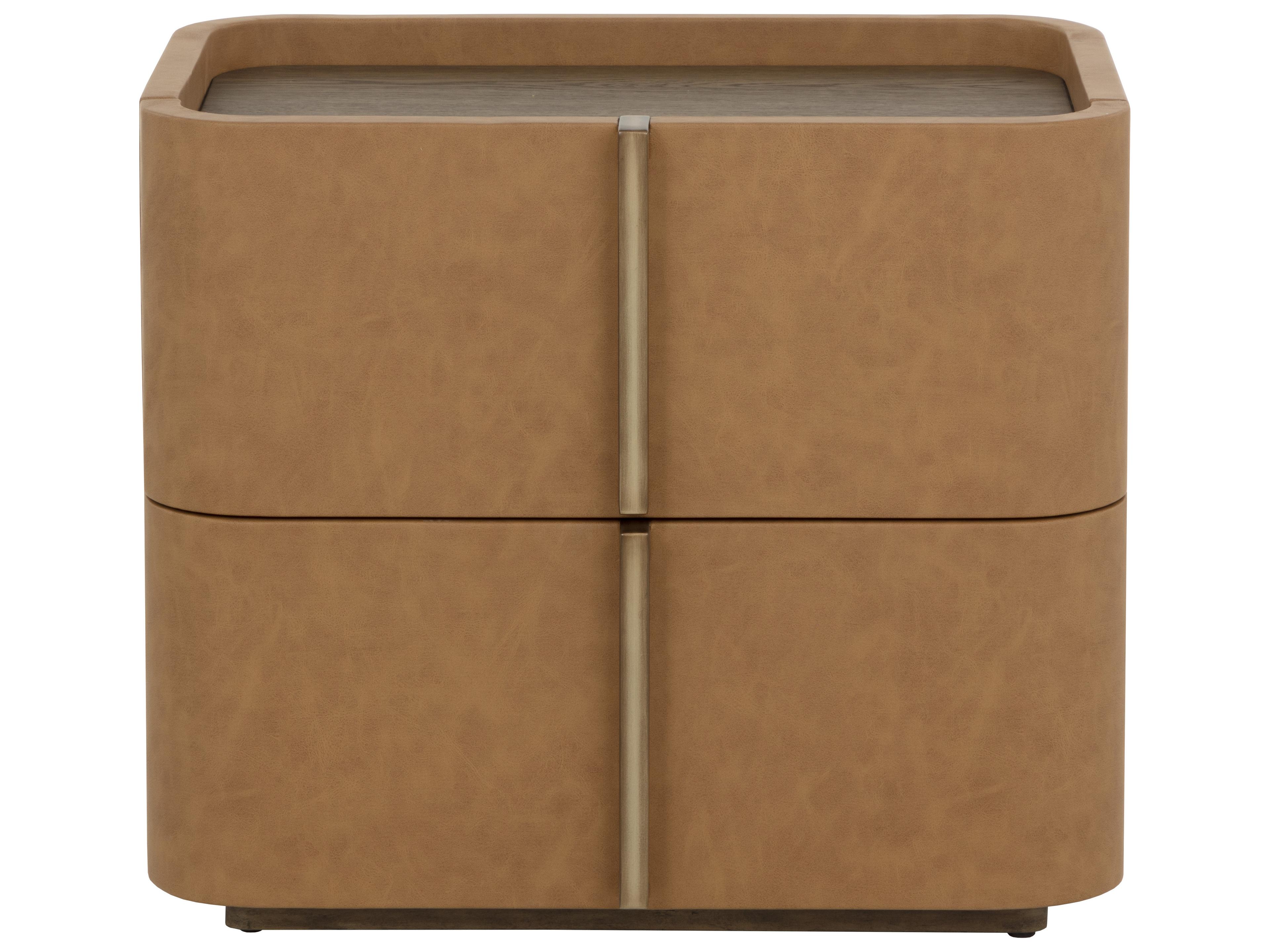 Jamille 2-Drawers Oak Wood Nightstand