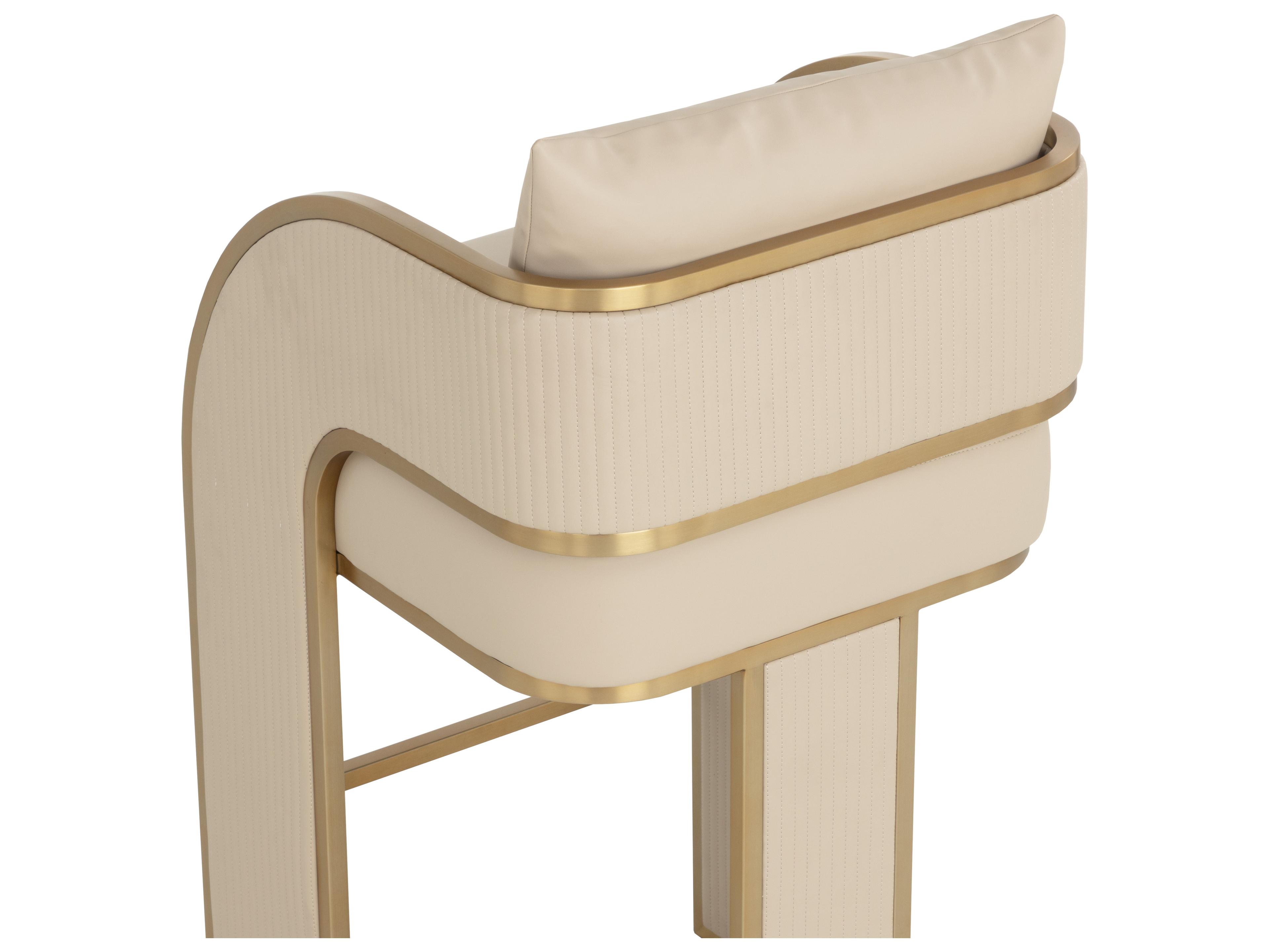 Sunpan Baz Cream Faux Leather Bar Stool