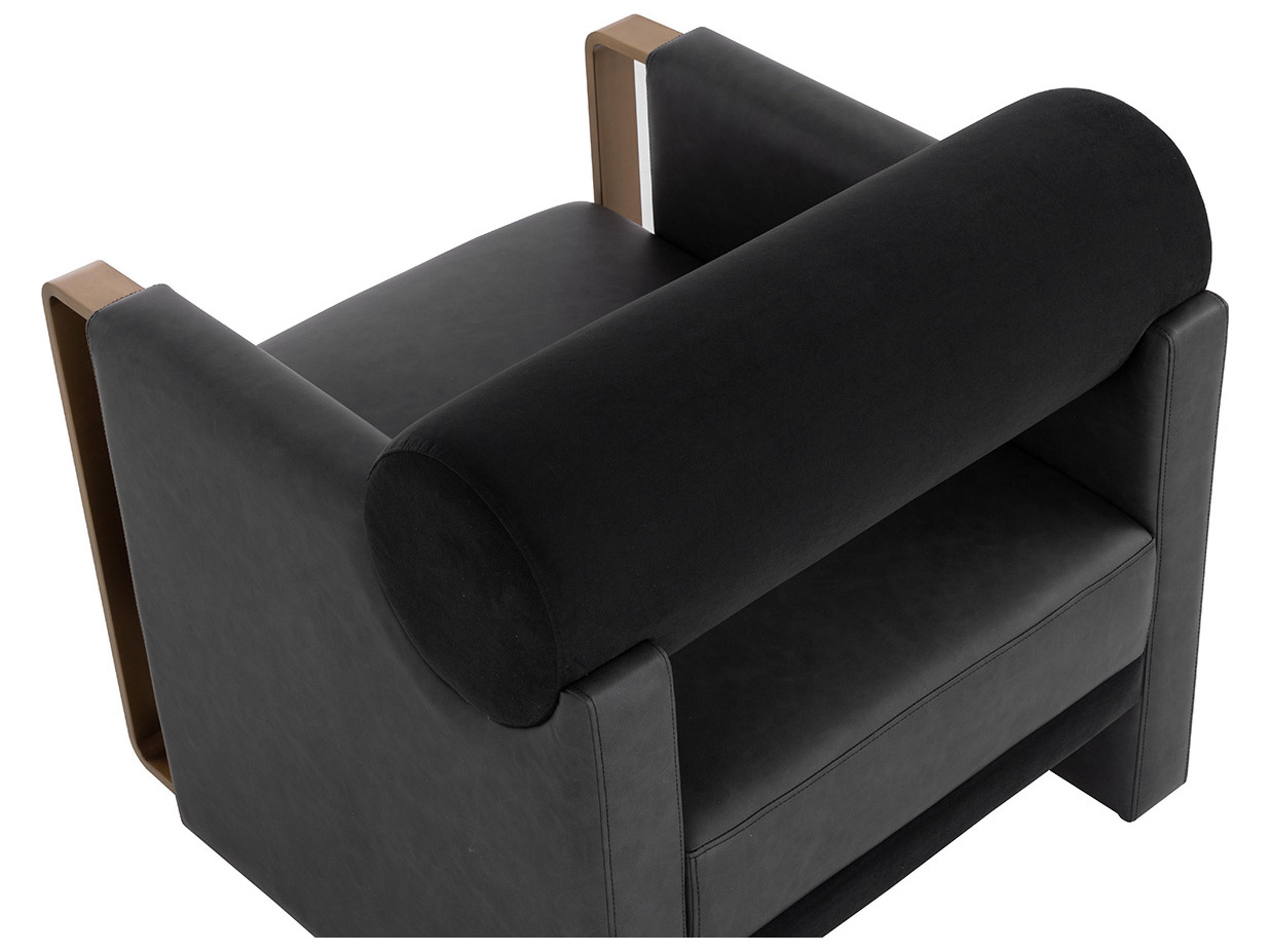 Sunpan Edgar Black Faux Leather Accent Chair