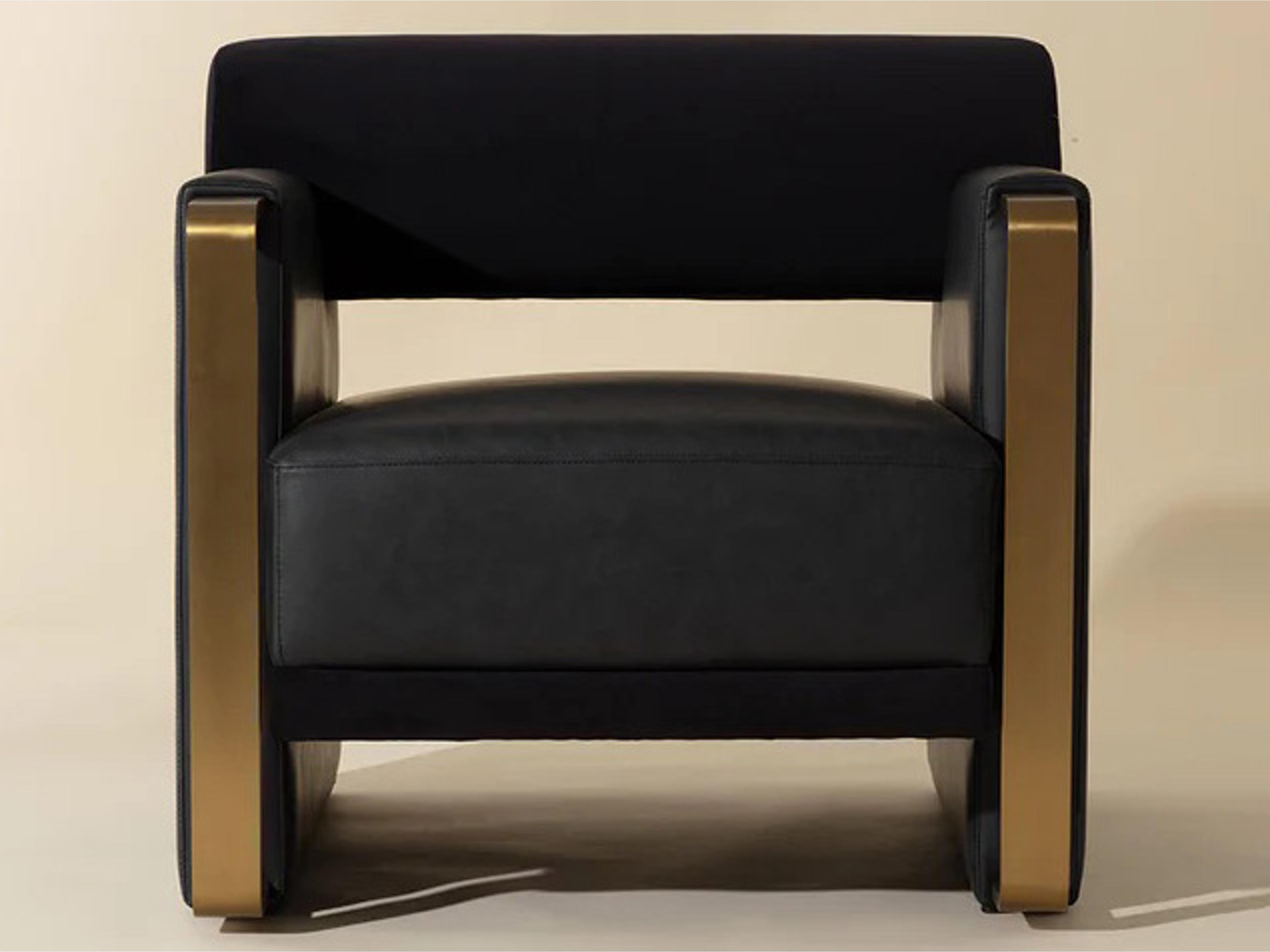 Sunpan Edgar Black Faux Leather Accent Chair