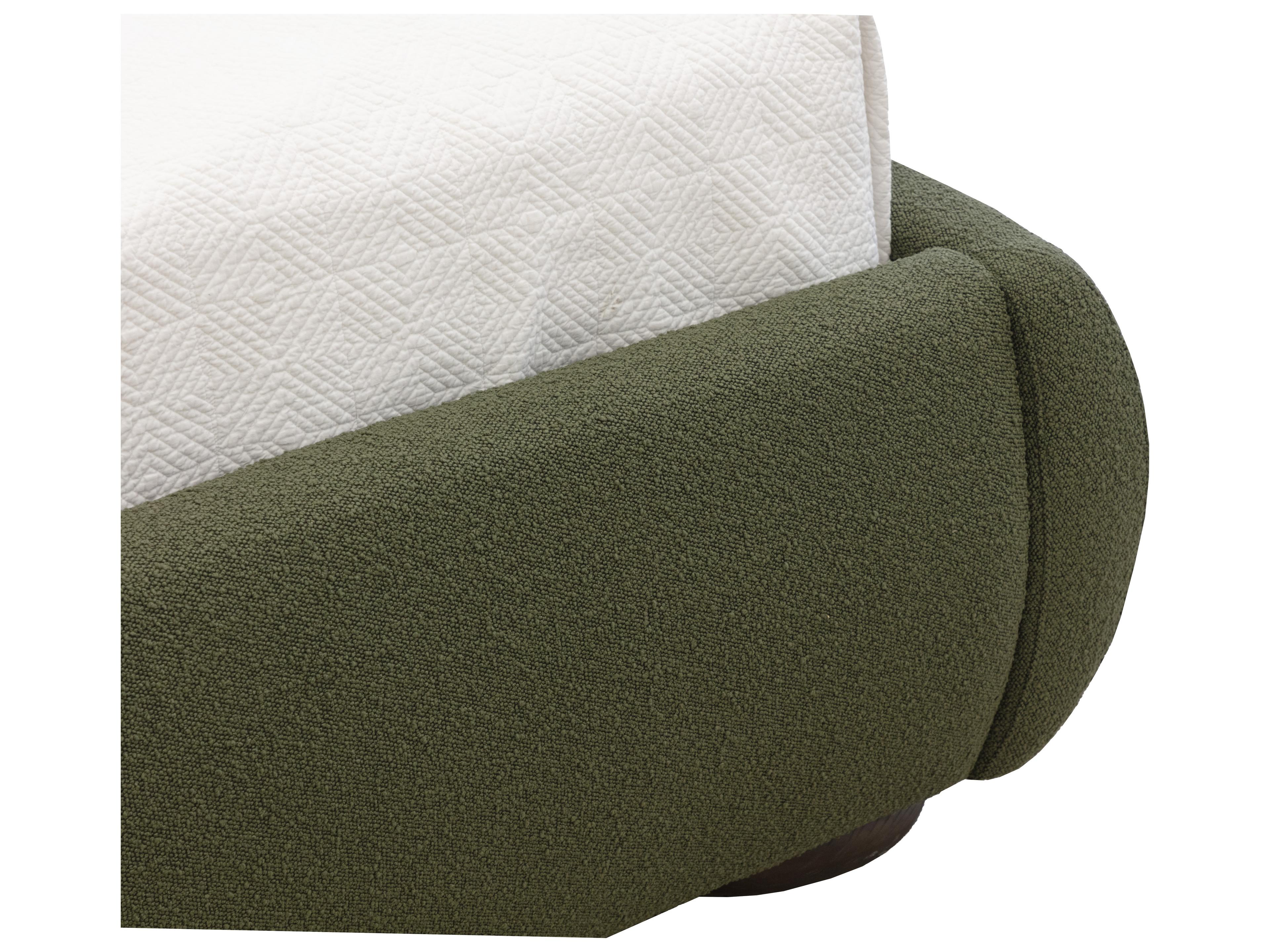 Sunpan Marin Green Oak Wood Upholstered Queen Platform Bed