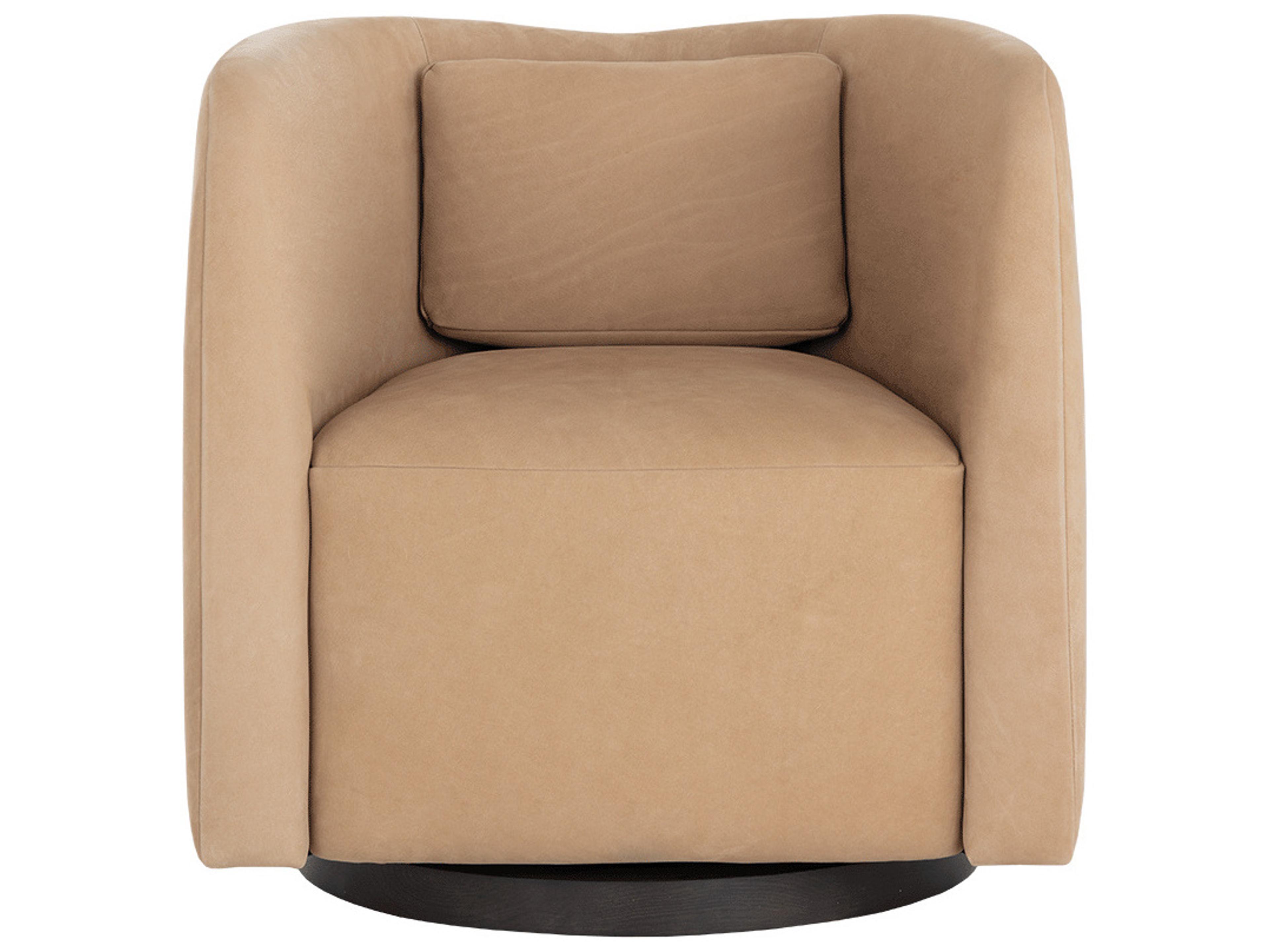 Emilie Swivel Beige Leather Accent Chair