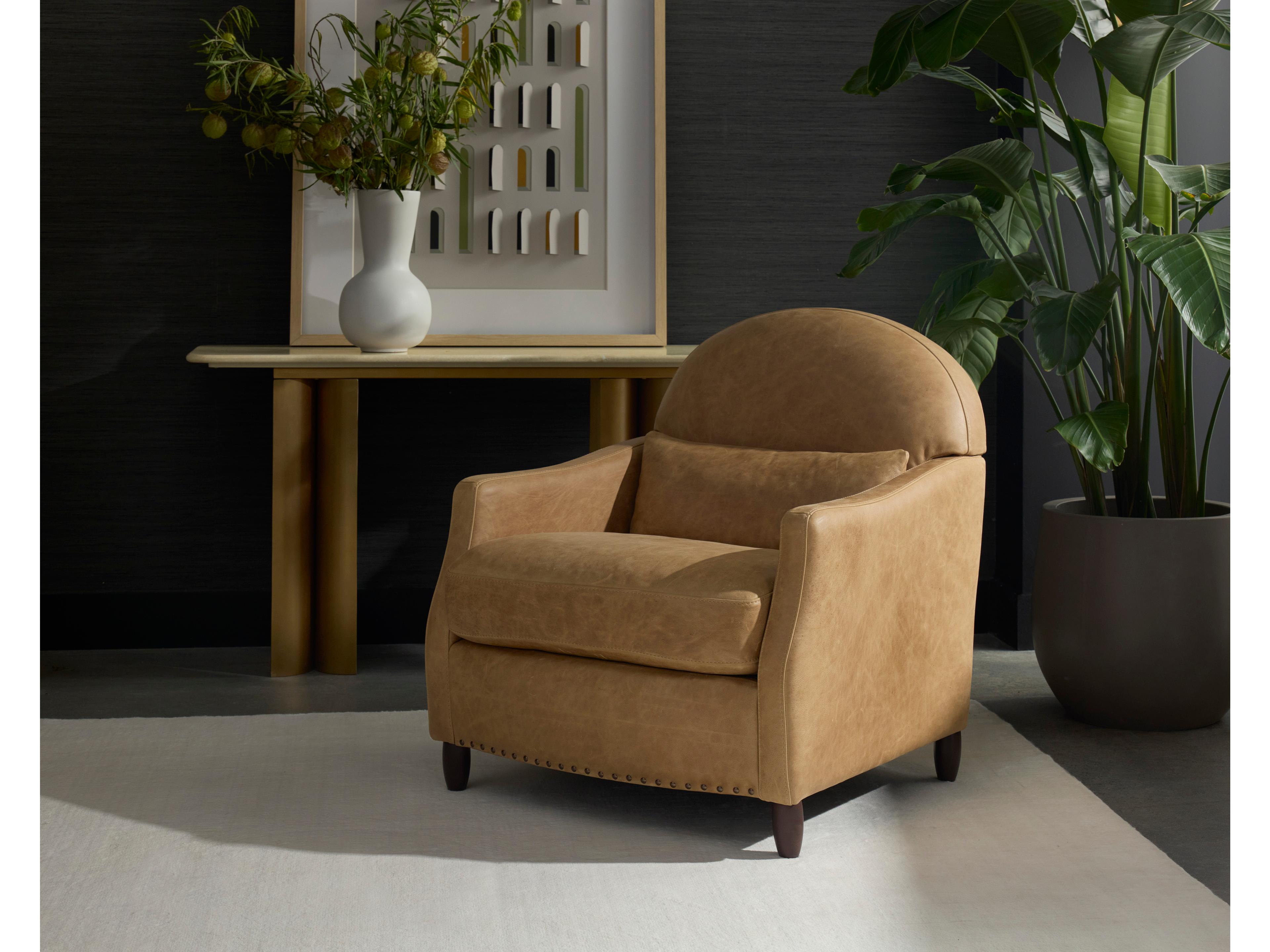 Sunpan Cynthia Brown Leather Accent Chair