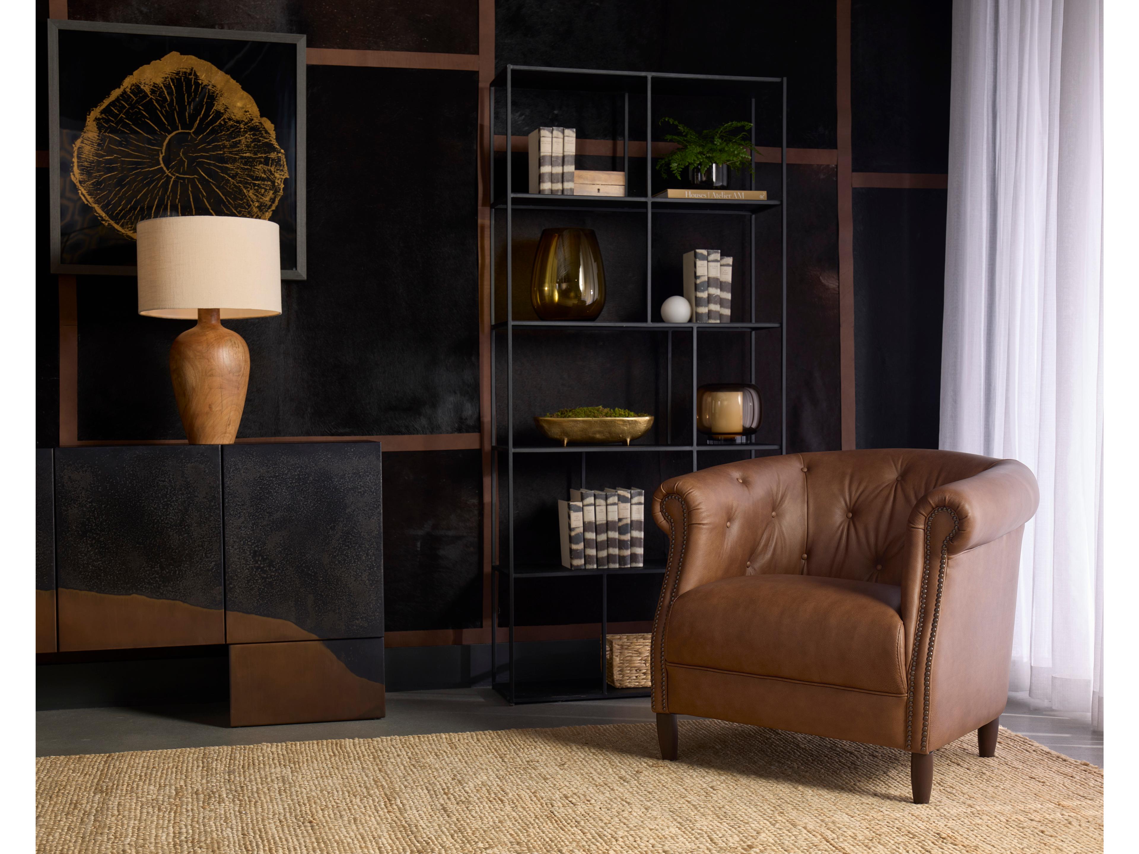 Sunpan Marjorie Brown Leather Club Chair