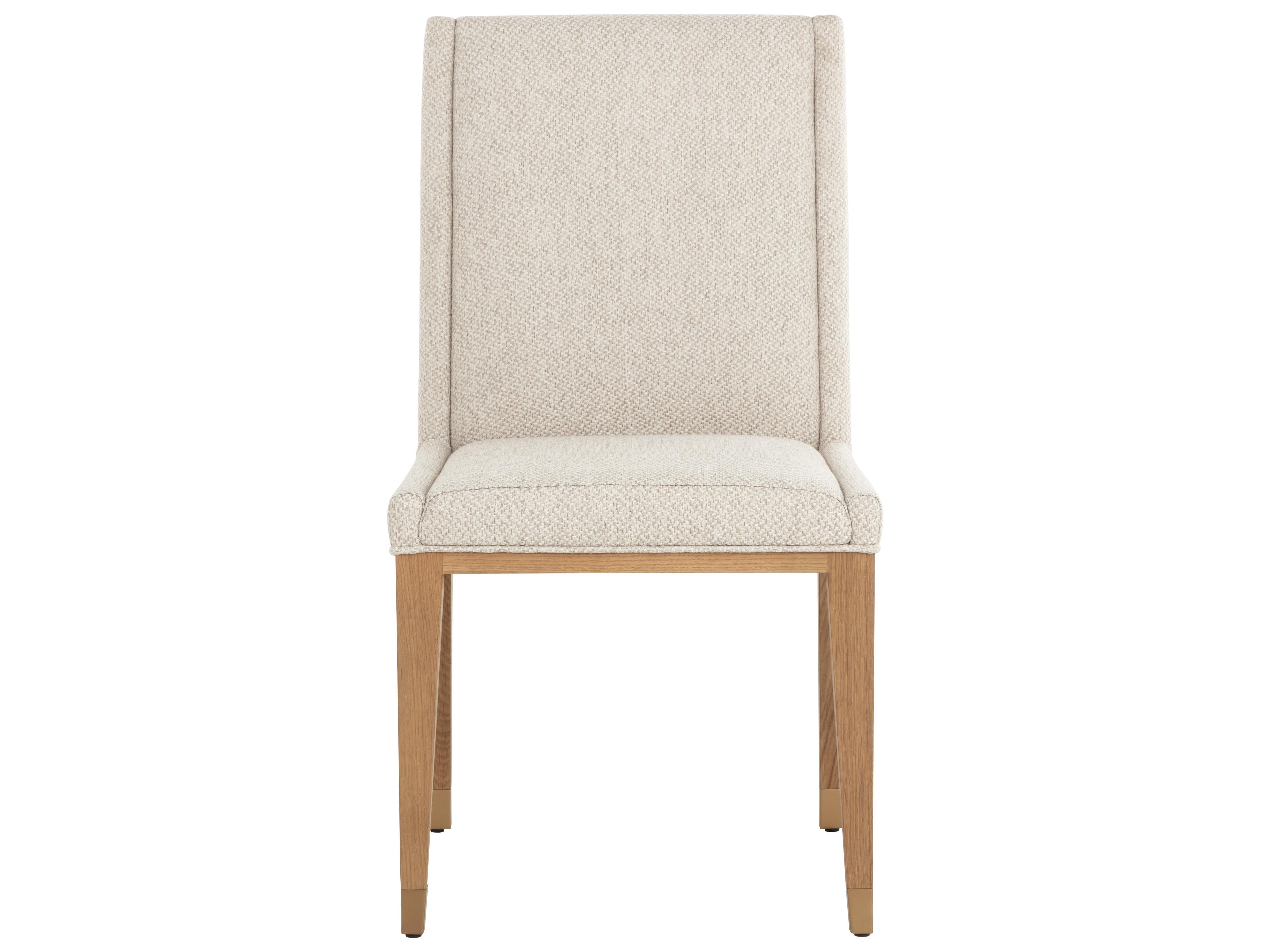 Sunpan Kalla Oak Wood Beige Upholstered Armless Dining Chair