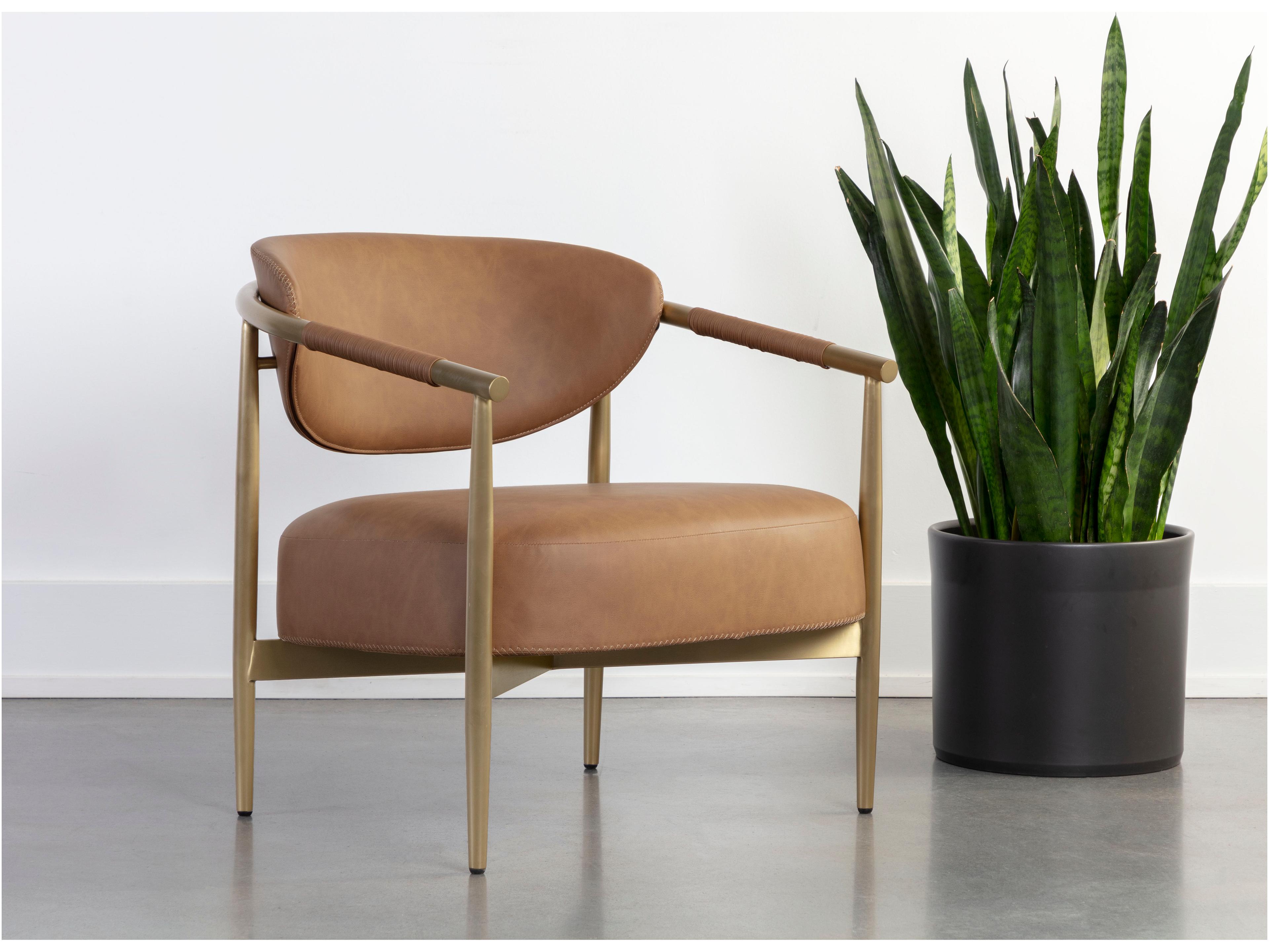 Sunpan Heloise Brown Leather Accent Chair