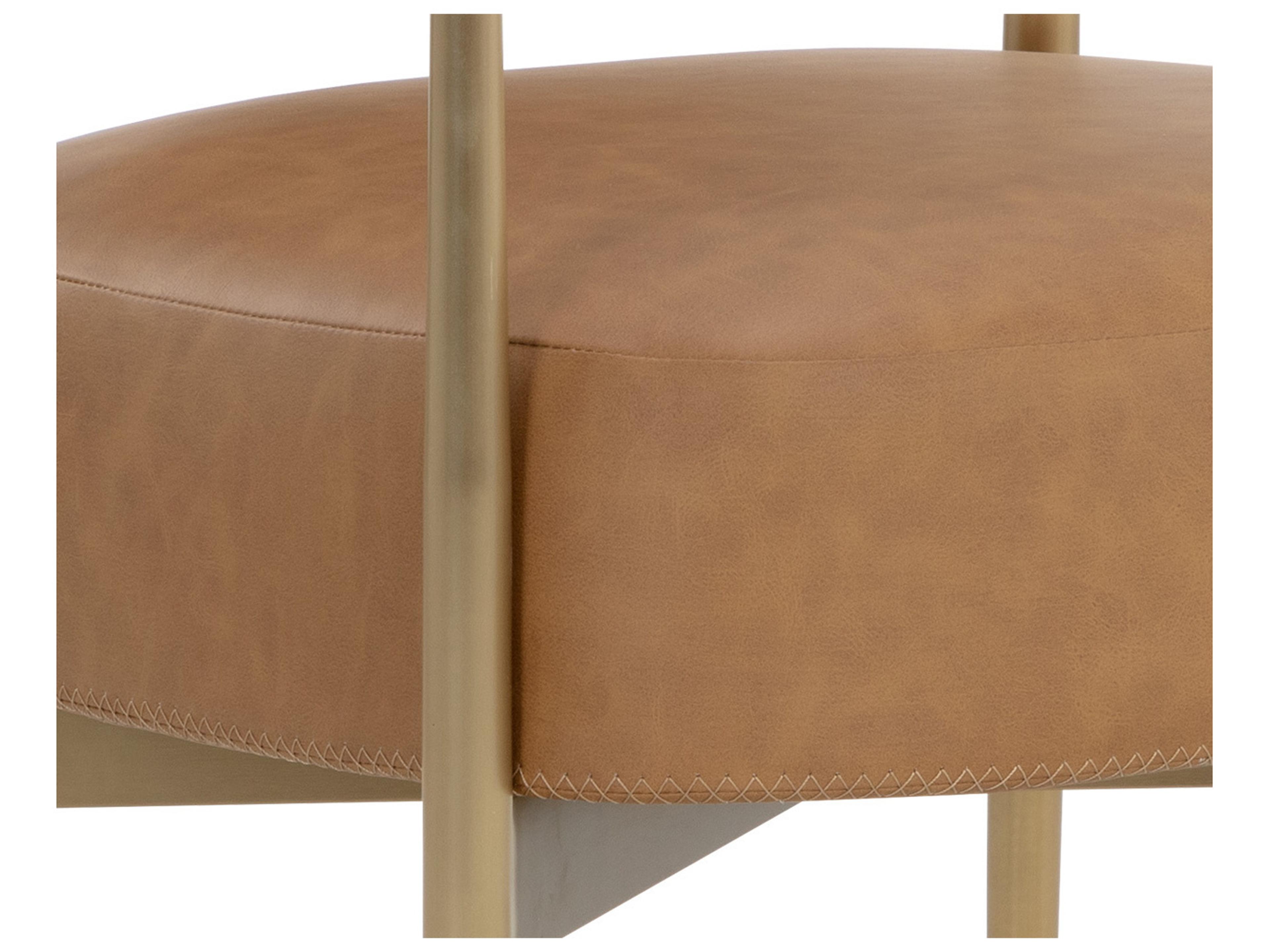 Sunpan Heloise Brown Faux Leather Arm Dining Chair