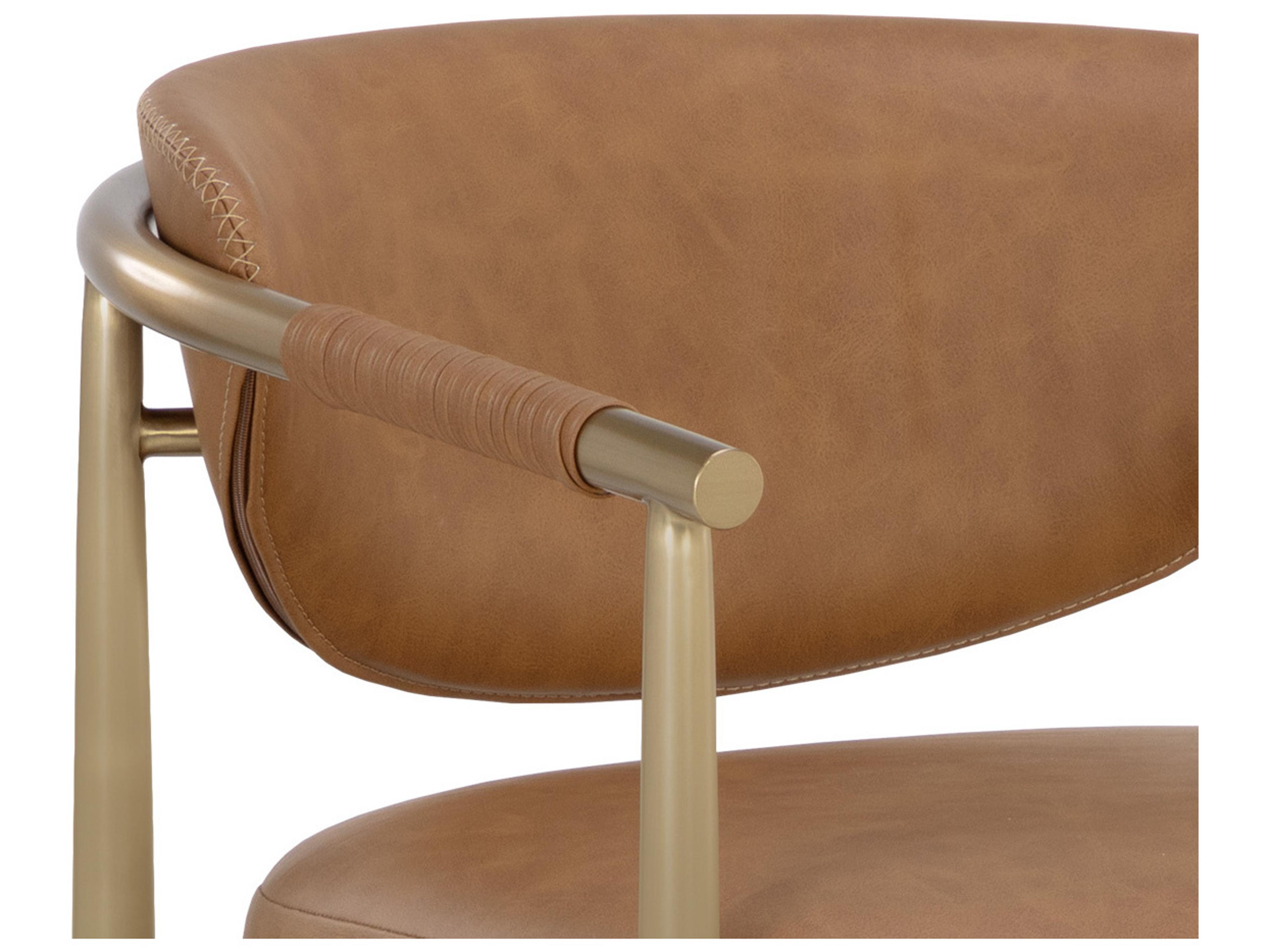 Sunpan Heloise Brown Faux Leather Solid Wood Bar Stool