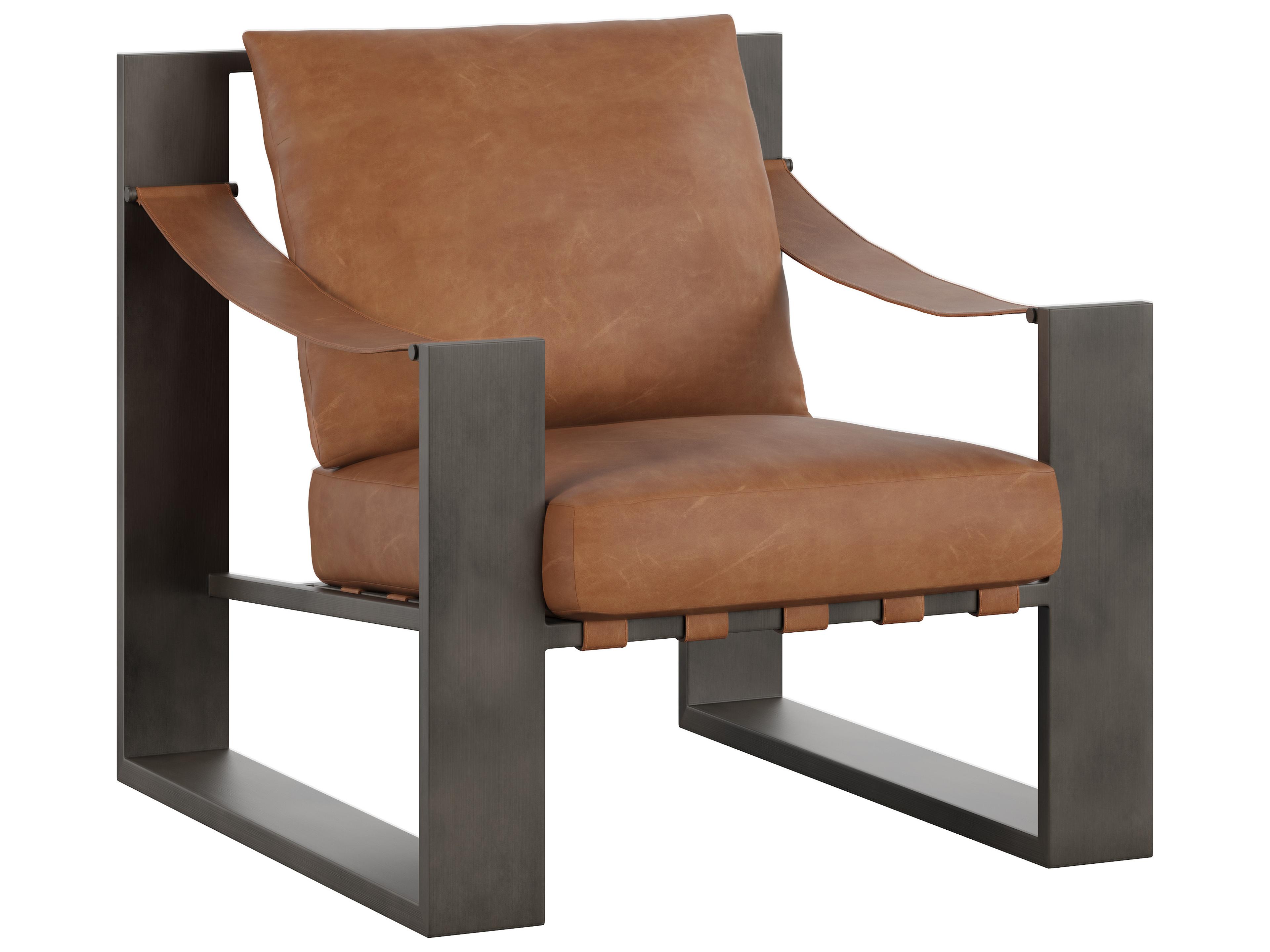 Sunpan Berke Brown Leather Accent Chair