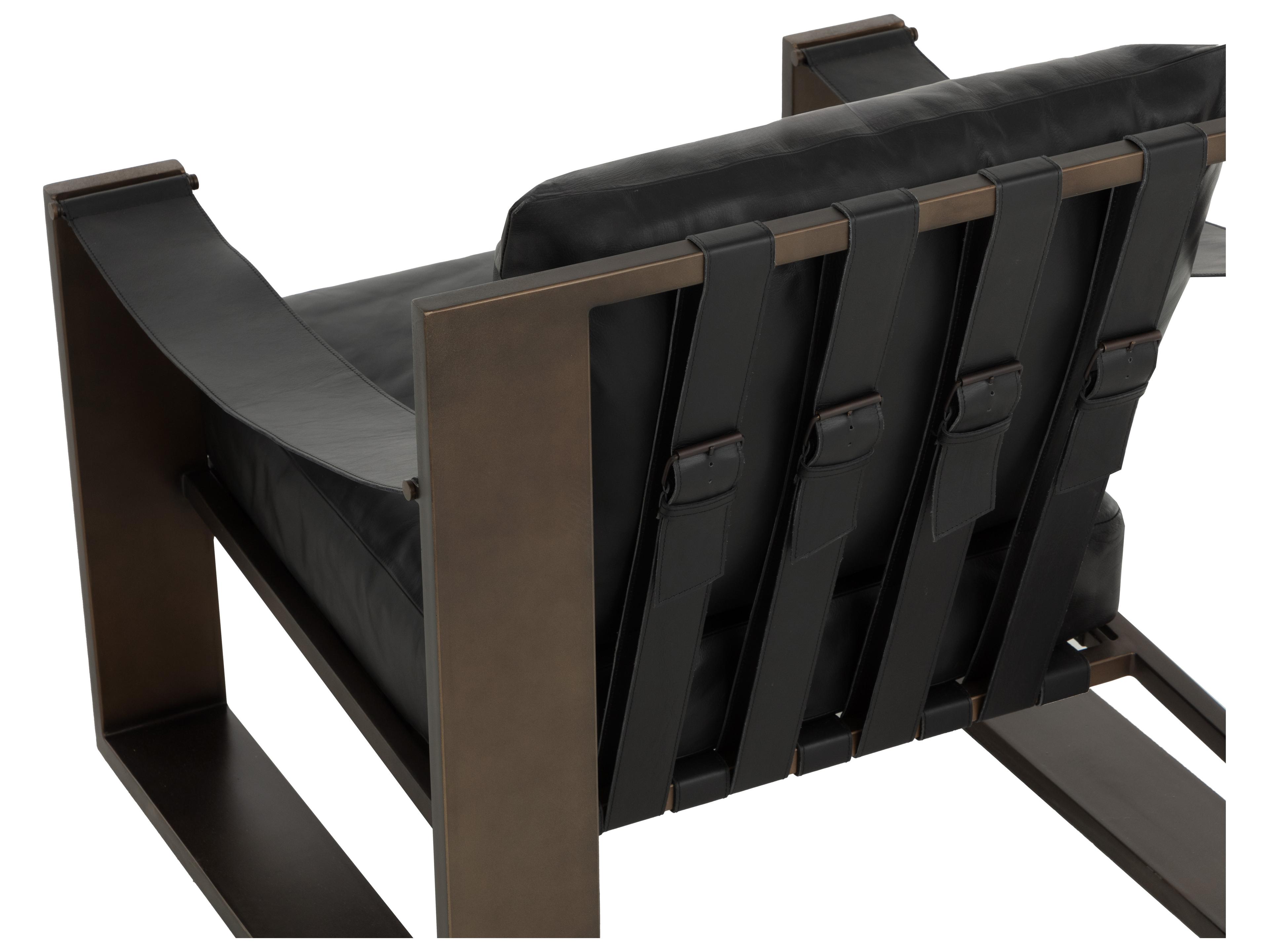 Sunpan Berke Black Leather Accent Chair