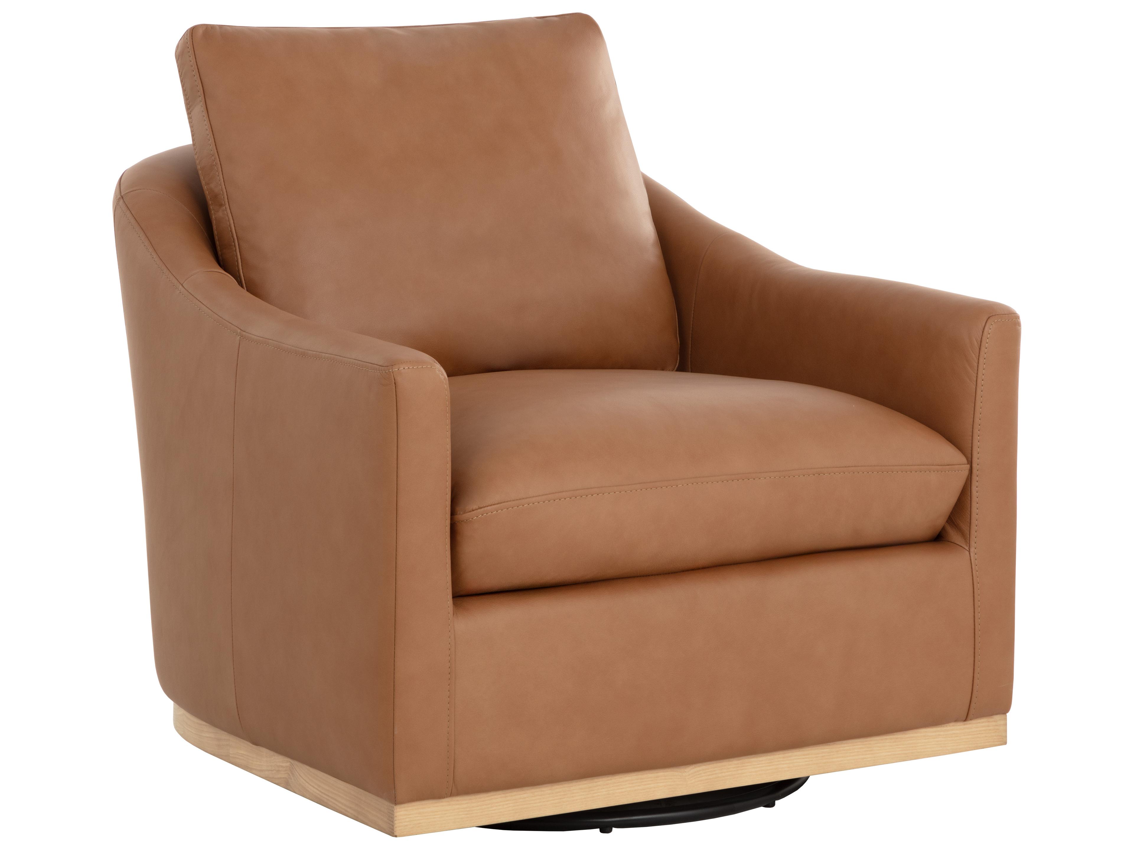 Corbin Swivel Lounge Chair in Aline Butternut Leather