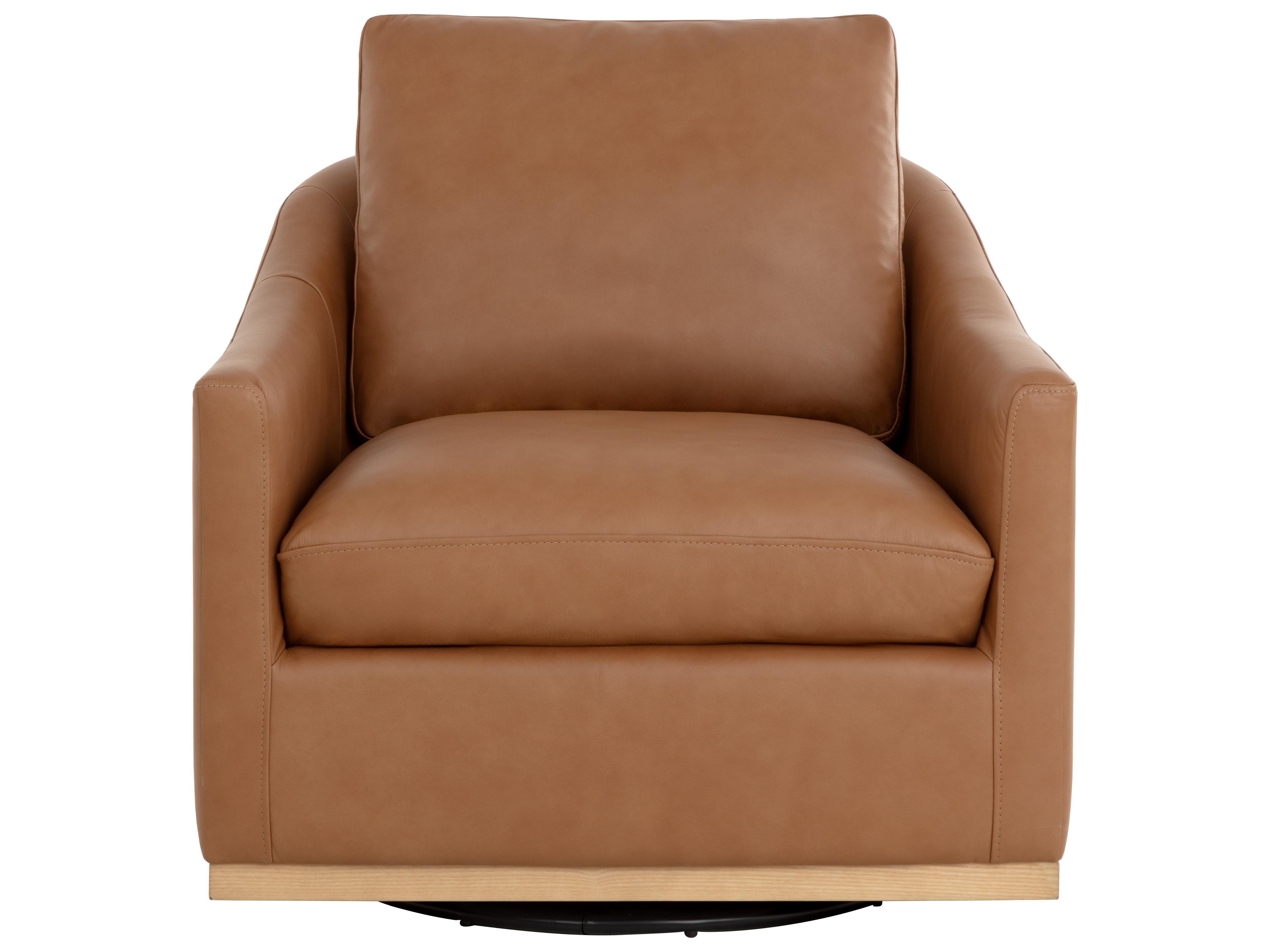 Sunpan Corbin Swivel Lounge Chair in Aline Butternut Leather