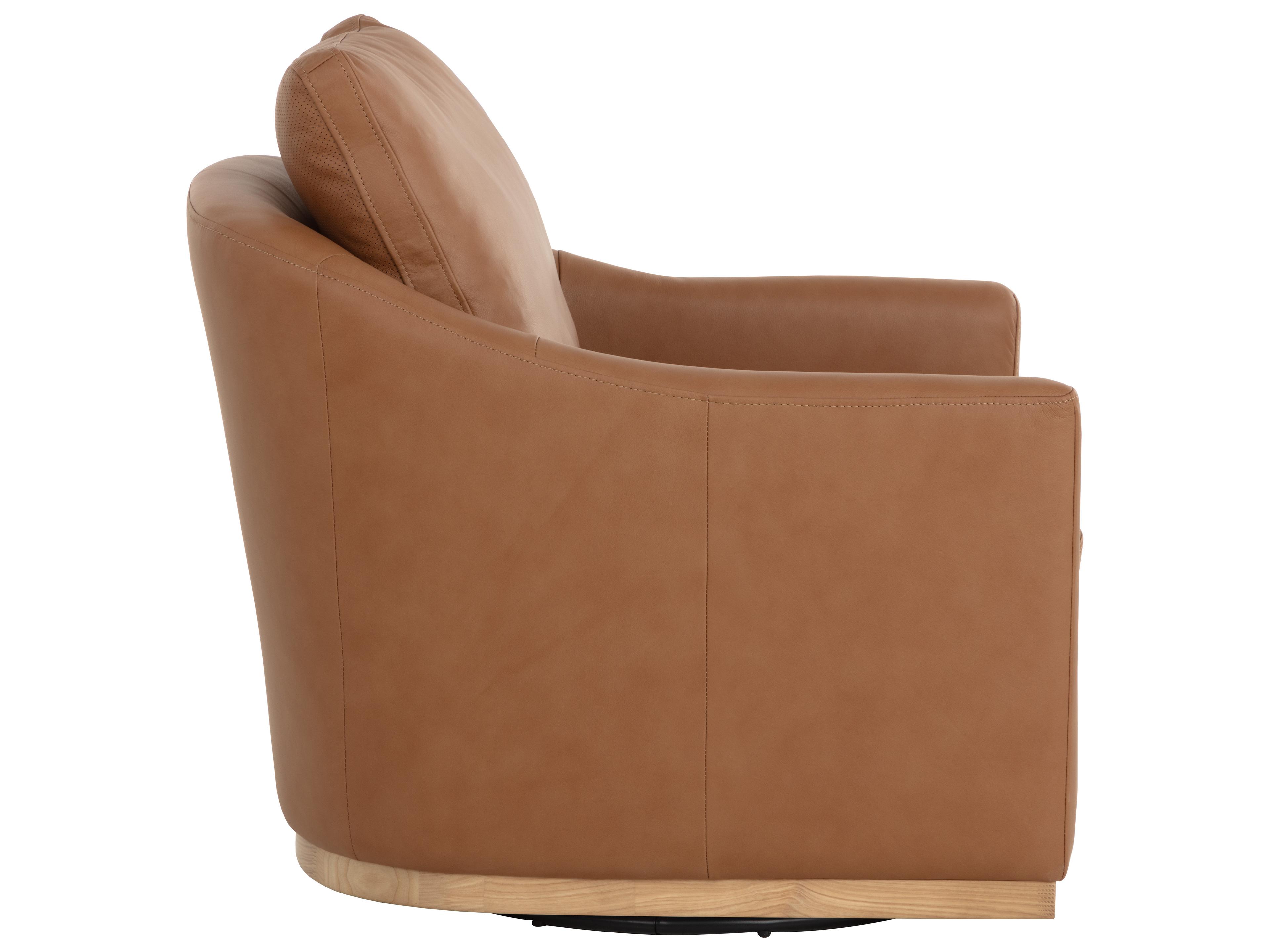 Sunpan Corbin Swivel Lounge Chair in Aline Butternut Leather