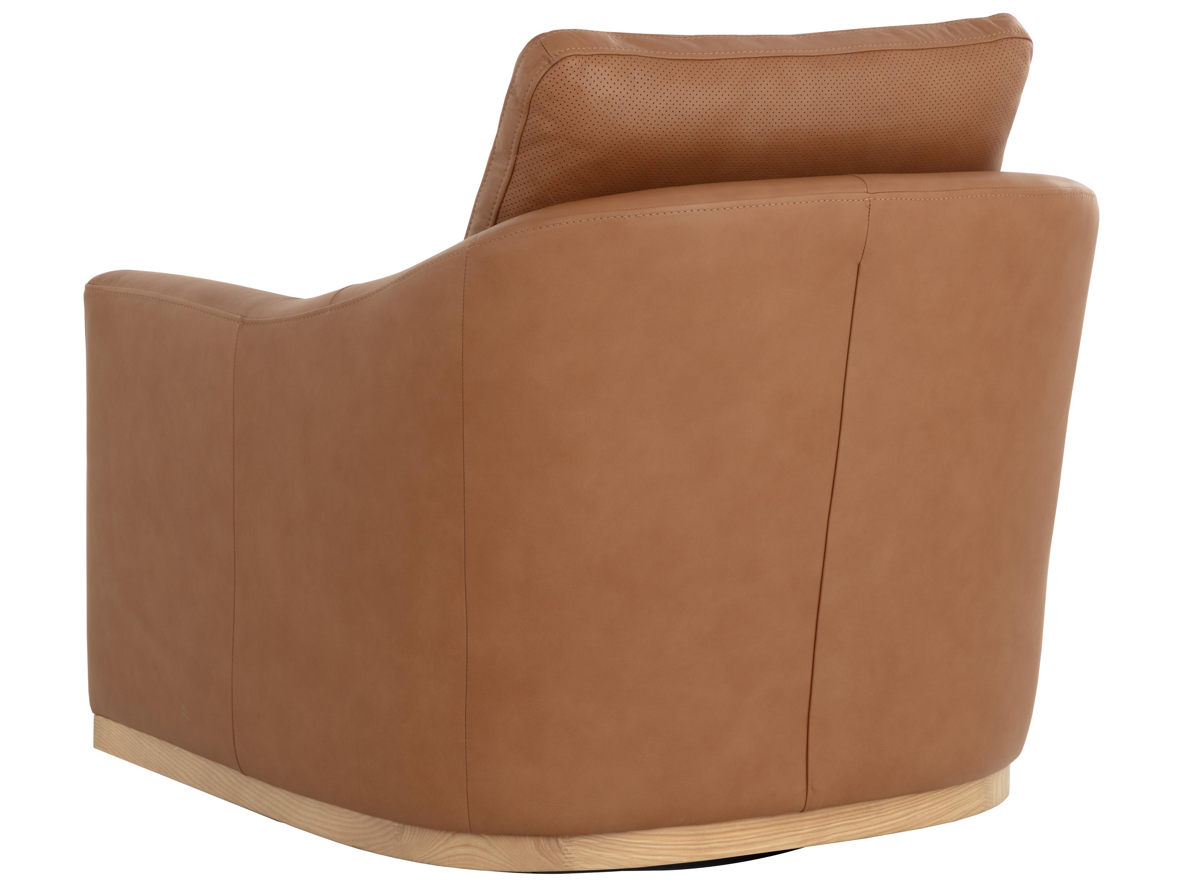 Sunpan Corbin Swivel Lounge Chair in Aline Butternut Leather