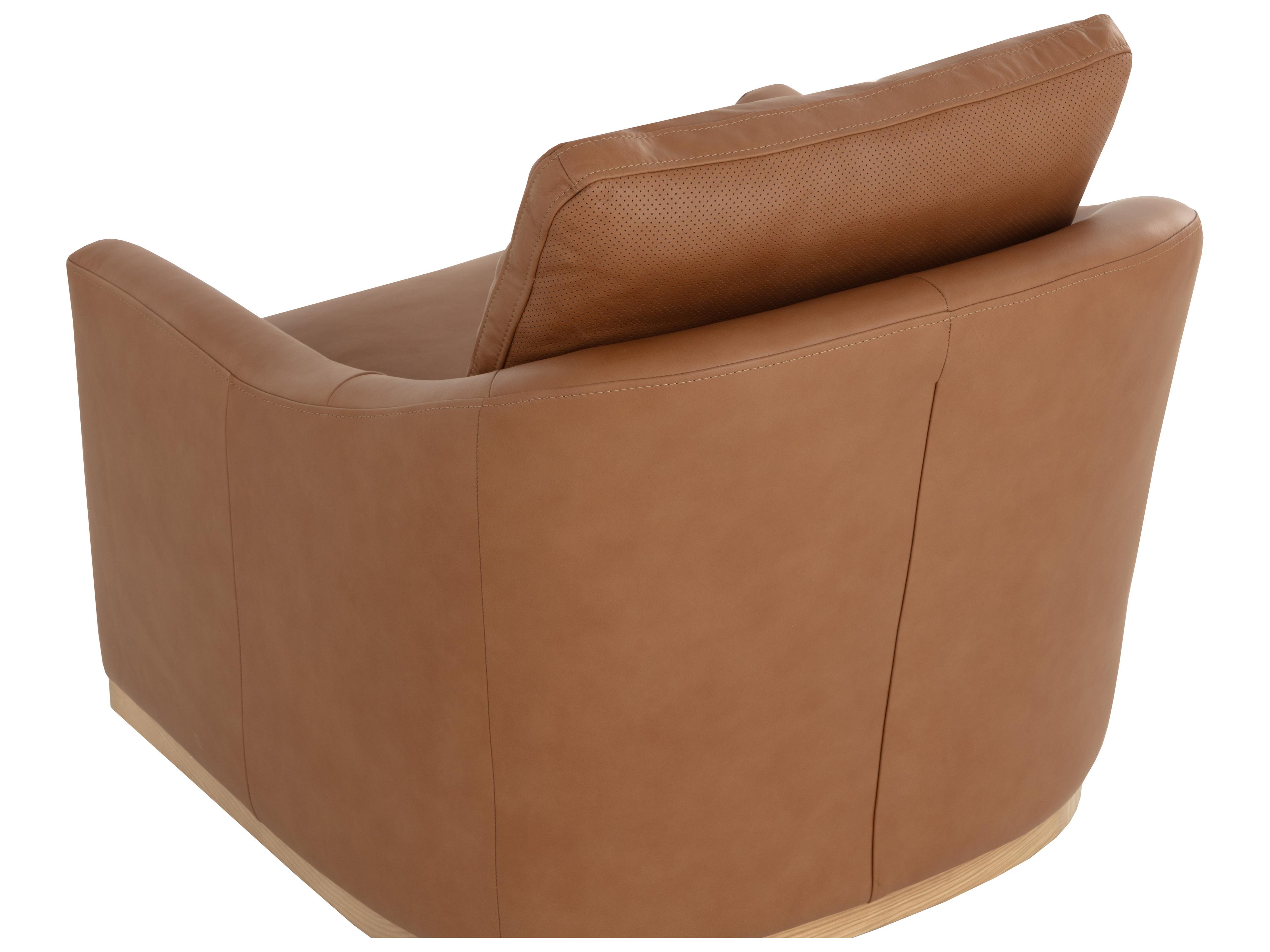 Sunpan Corbin Swivel Lounge Chair in Aline Butternut Leather
