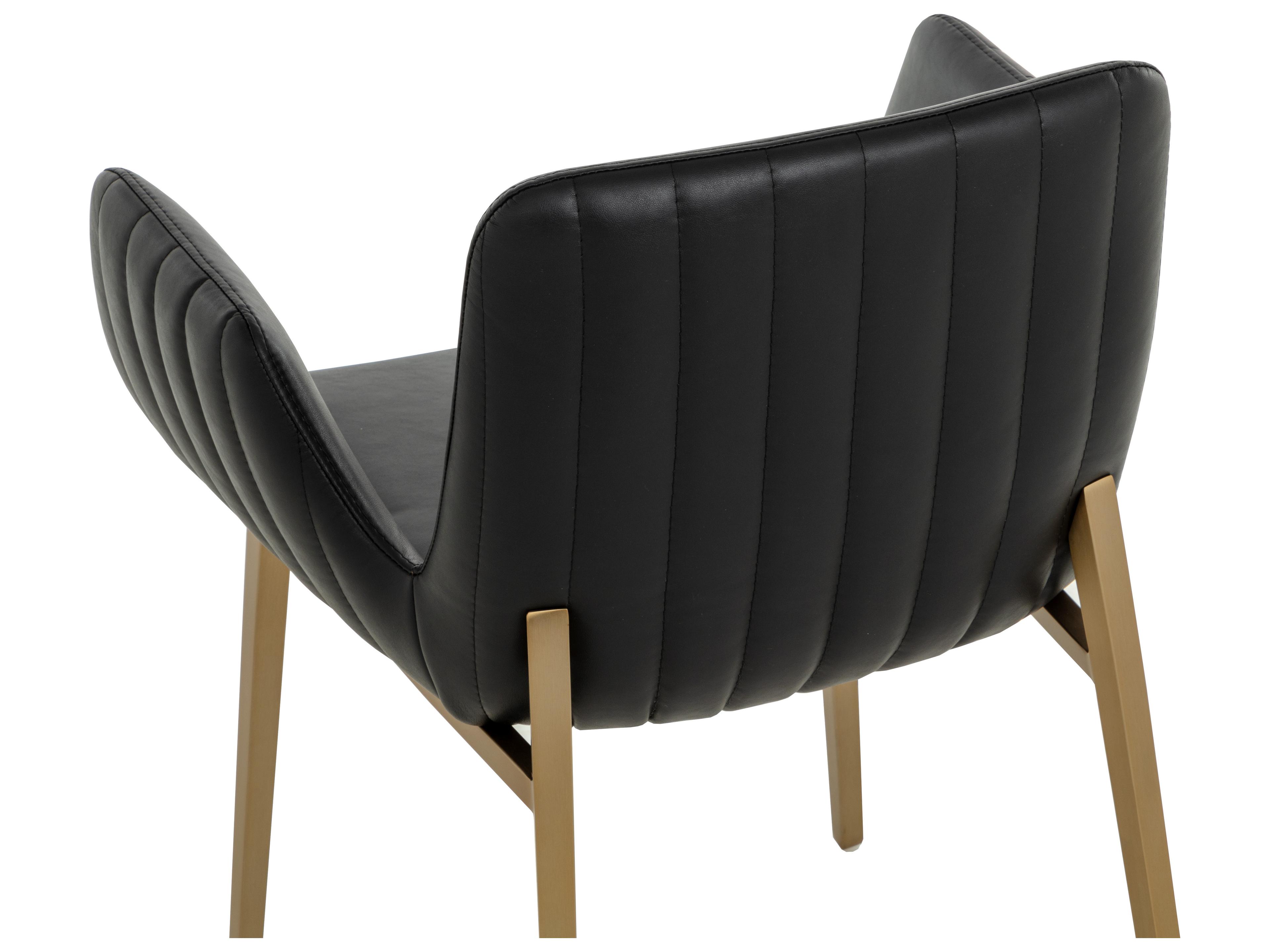 Sunpan Luca Black Faux Leather Arm Dining Chair