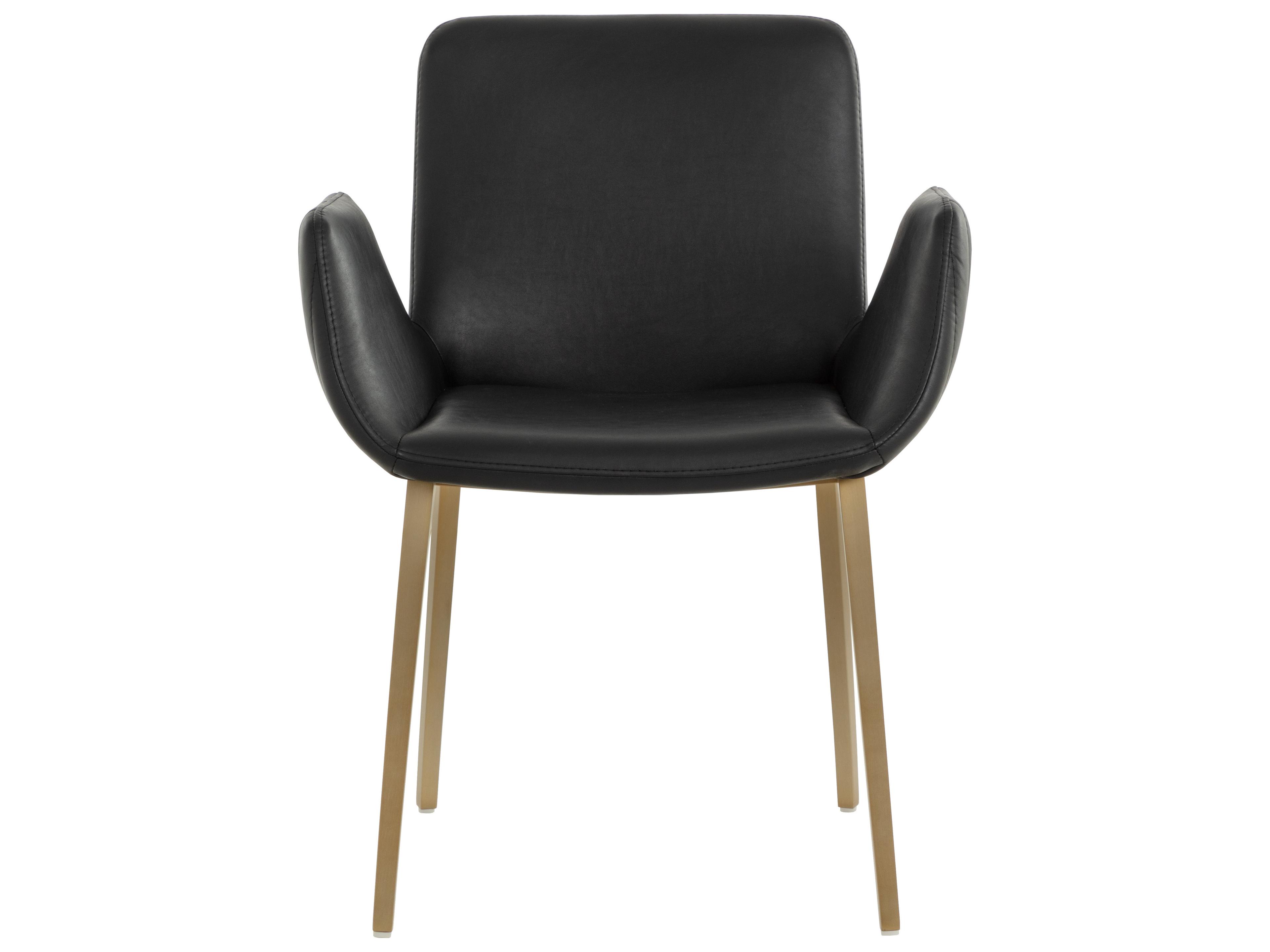 Sunpan Luca Black Faux Leather Arm Dining Chair