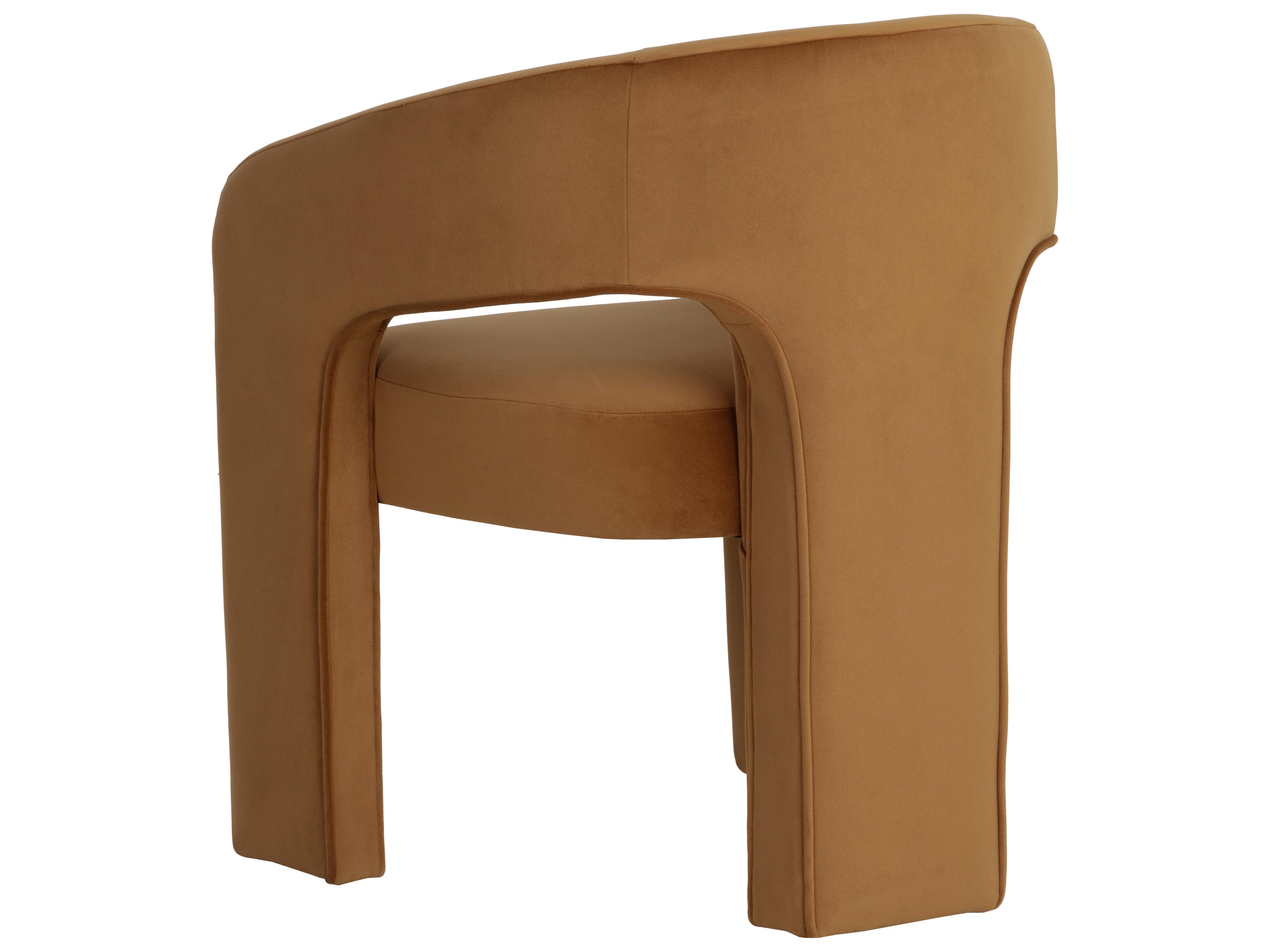 Sunpan Isidore Solid Wood Gold Upholstered Arm Dining Chair