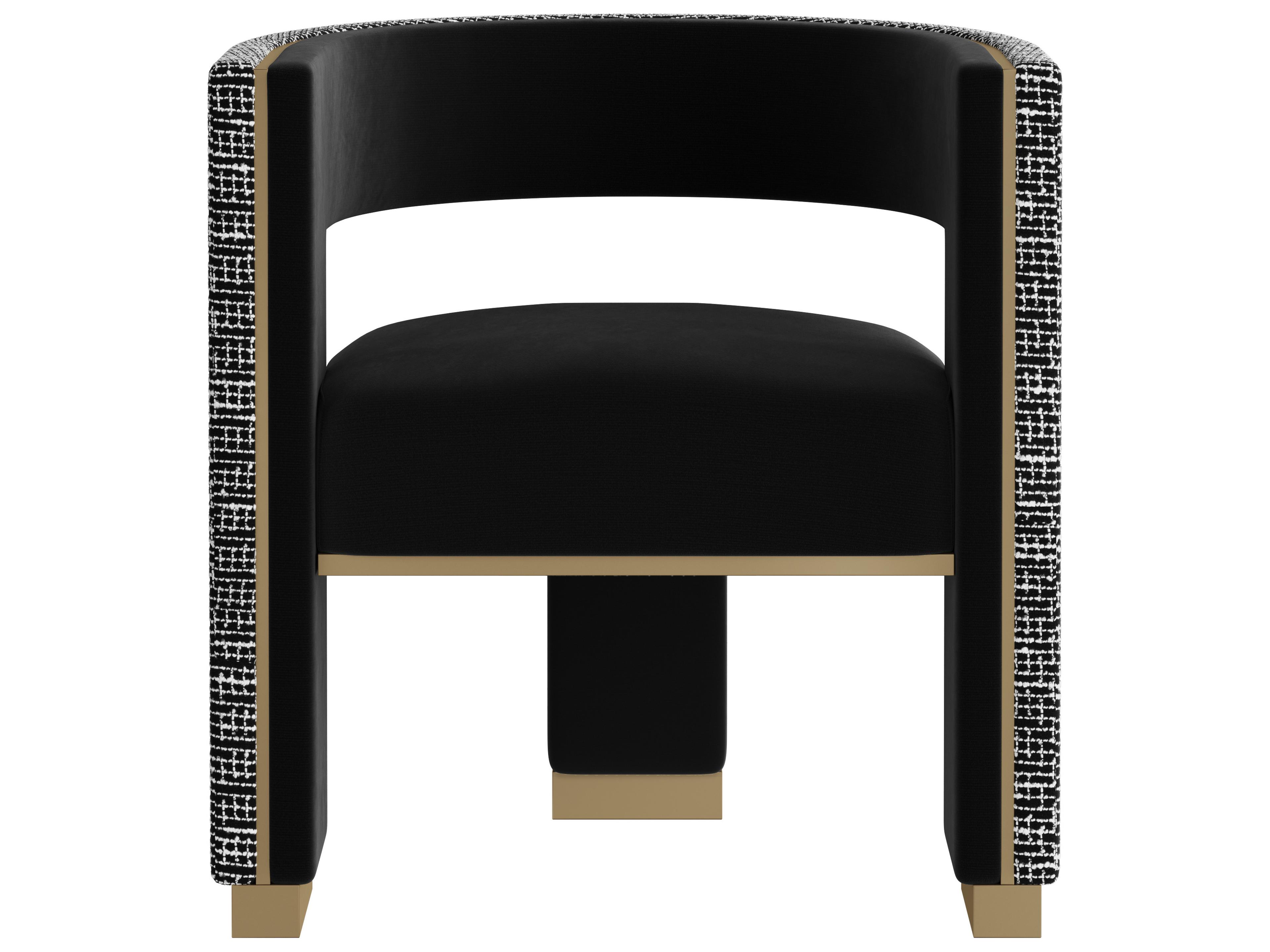 Adamina Black Upholstered Arm Dining Chair