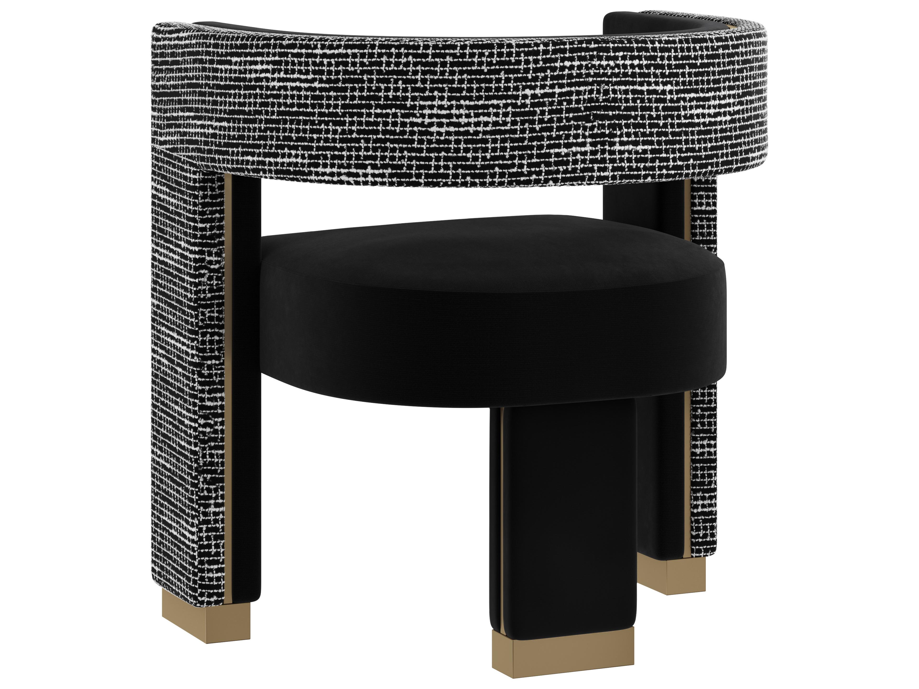 Sunpan Adamina Black Upholstered Arm Dining Chair