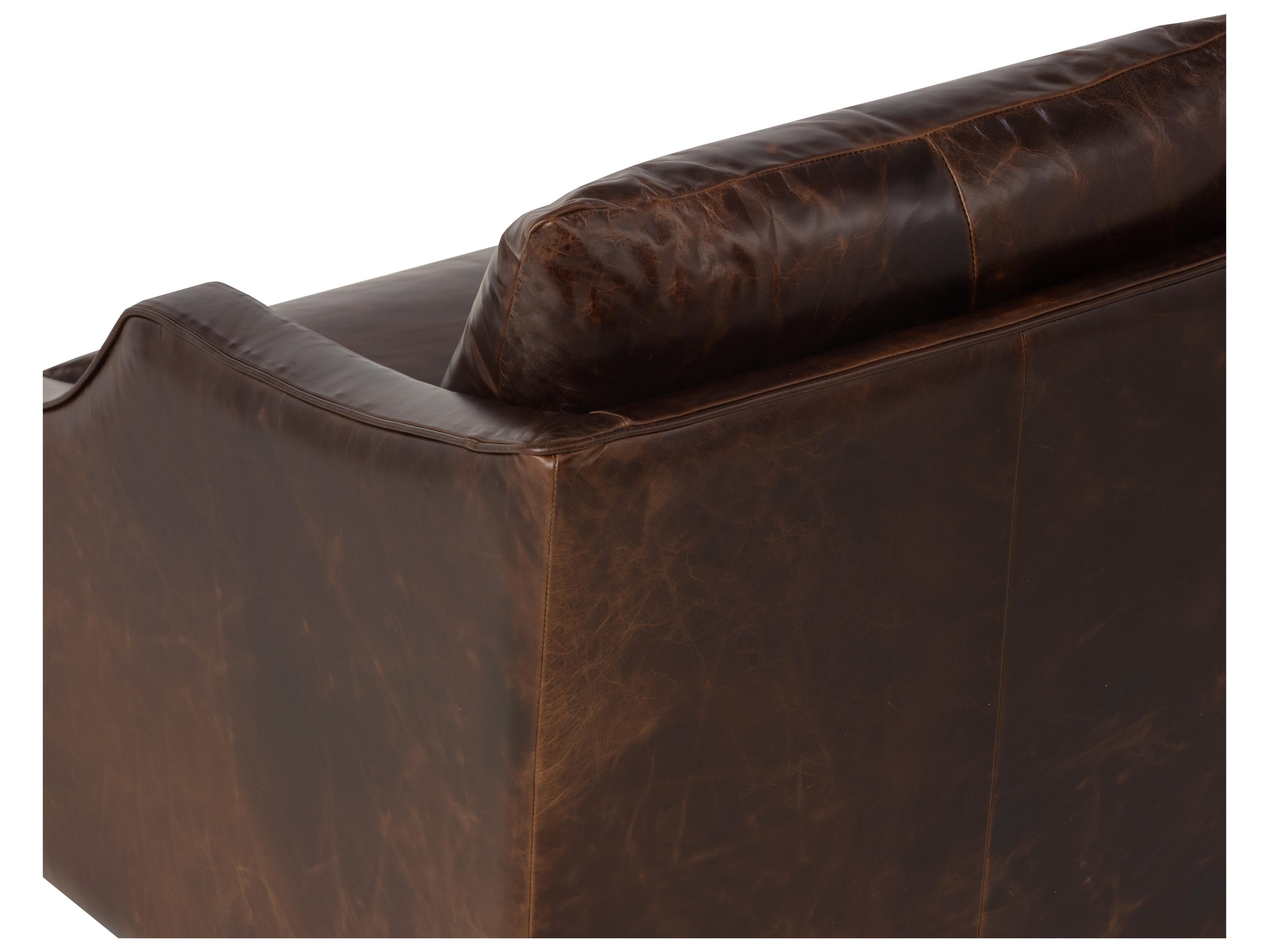 Sunpan Orwell Swivel Brown Leather Accent Chair