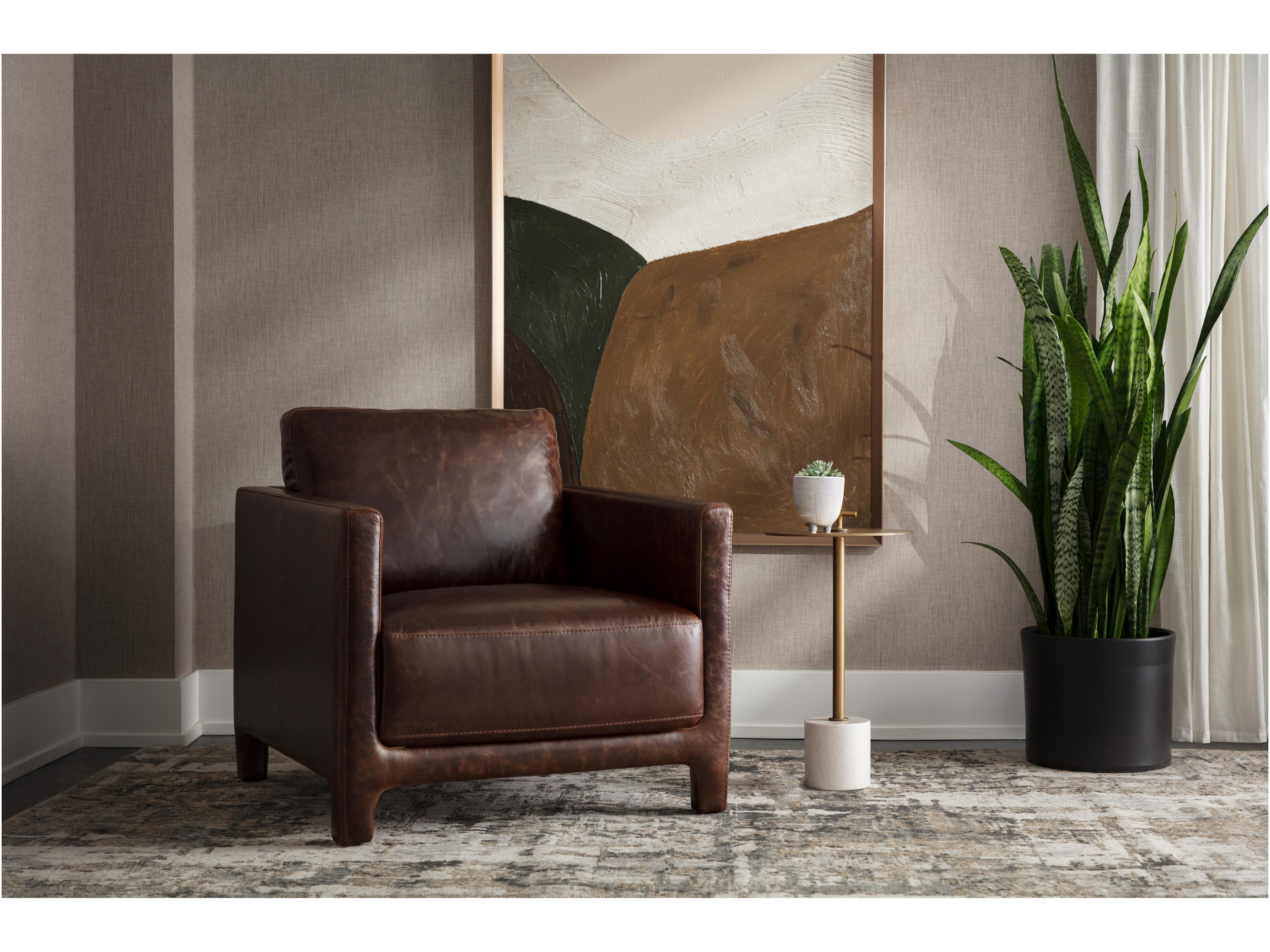 Sunpan Rodney Brown Leather Club Chair