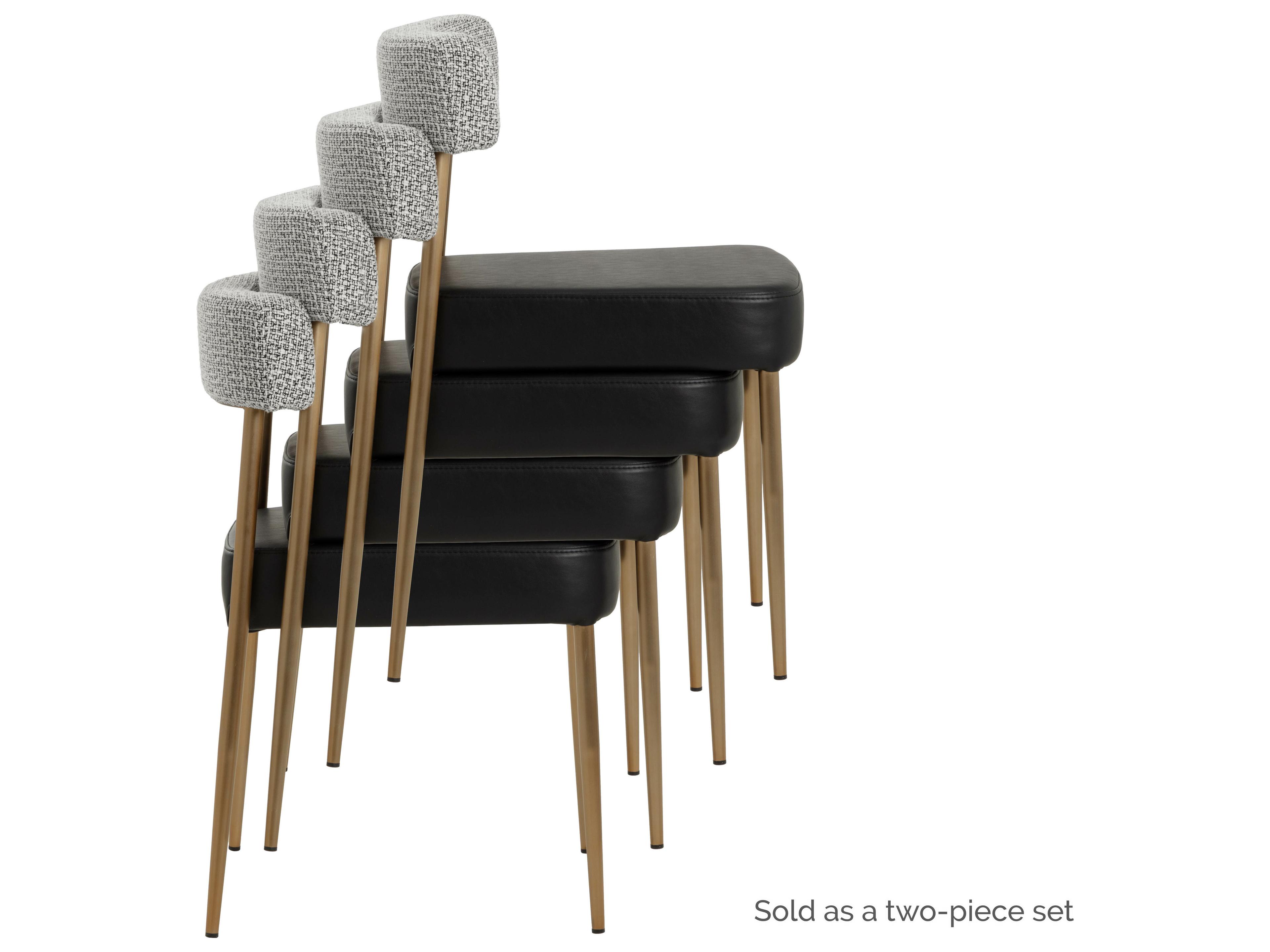 Sunpan Ashwin Stackable Dining Chair in Bravo Black / Helios Check Black