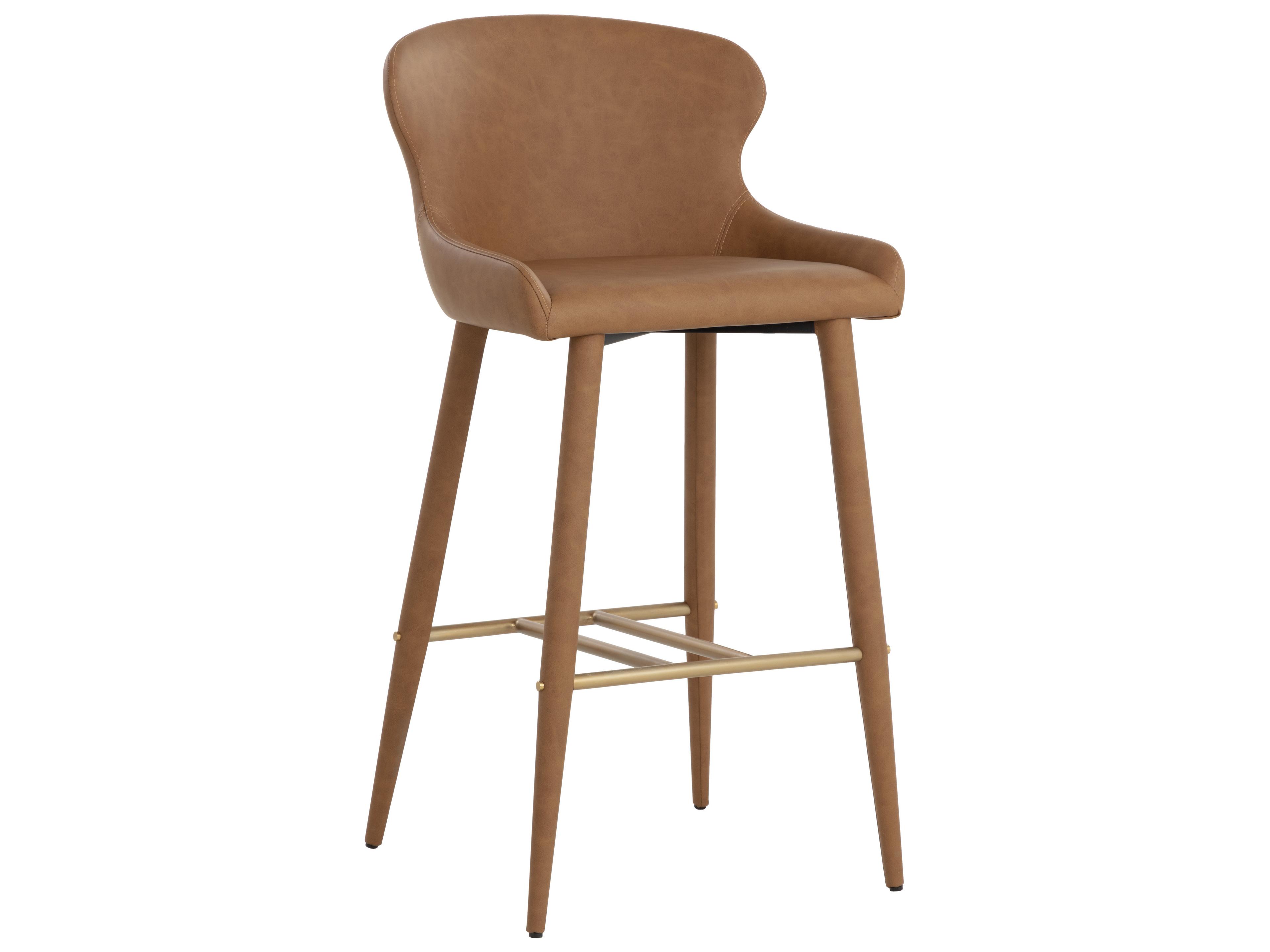Sunpan Evora Brown Faux Leather Bar Stool