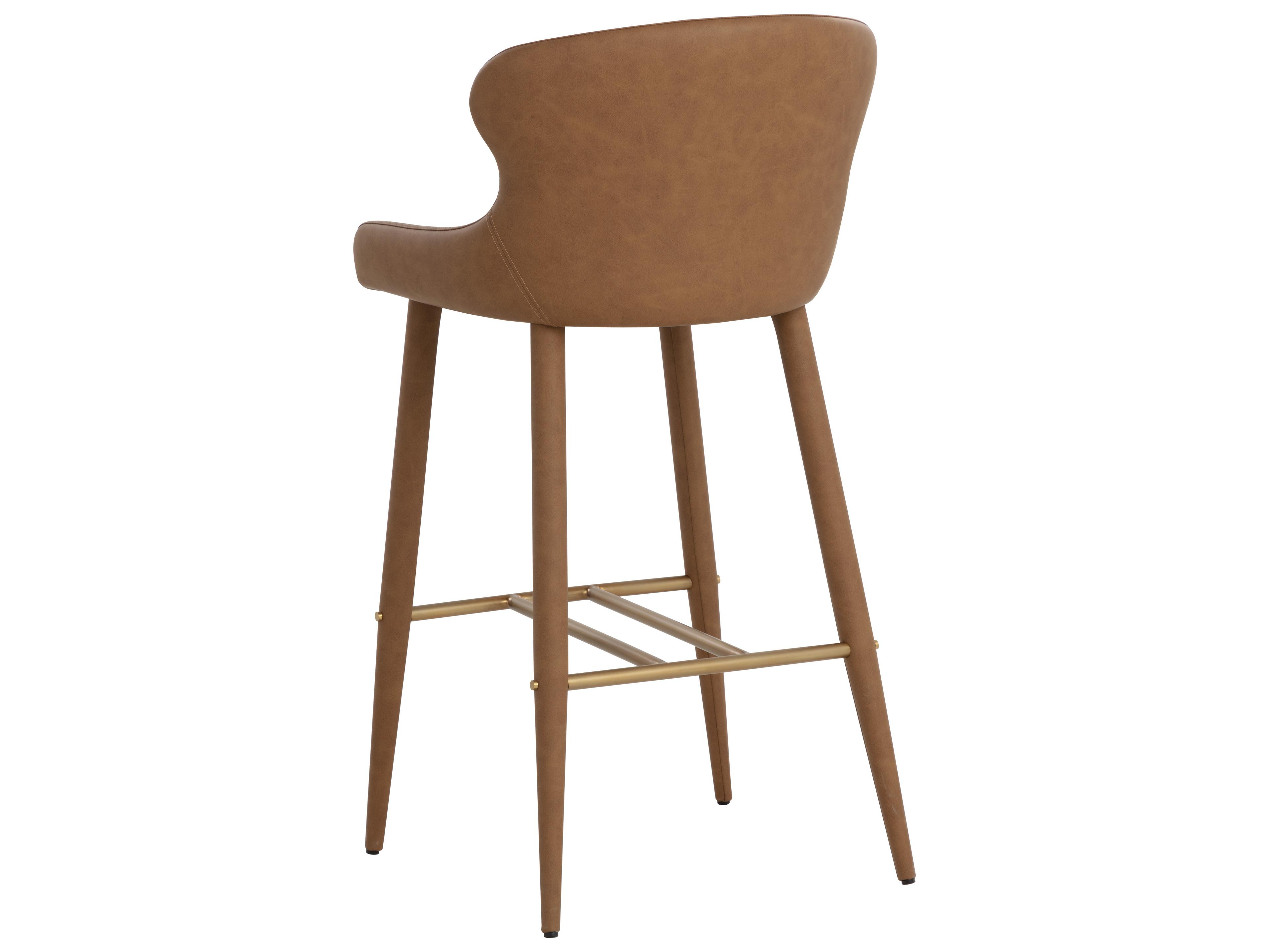 Sunpan Evora Brown Faux Leather Bar Stool
