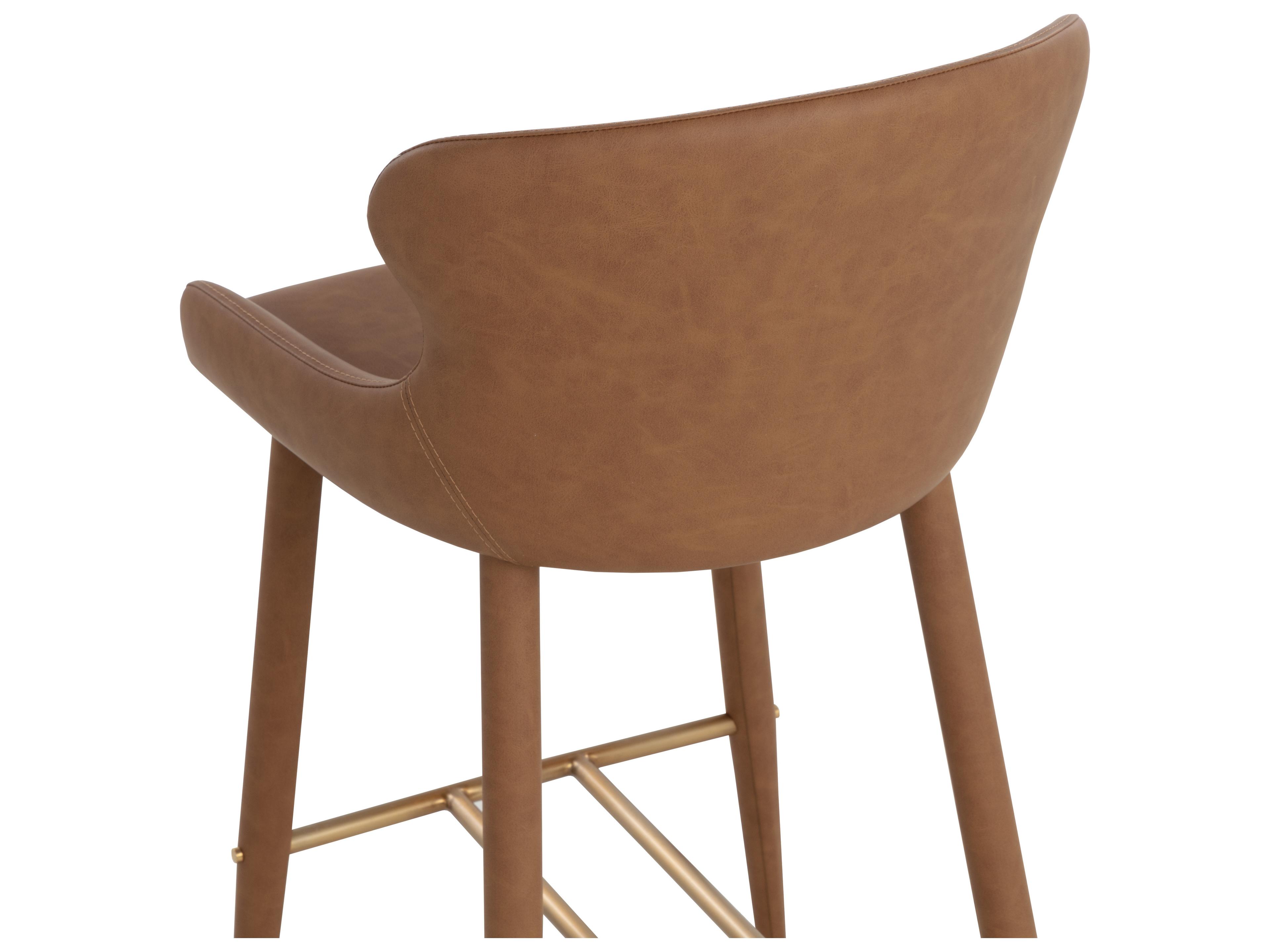 Sunpan Evora Brown Faux Leather Bar Stool