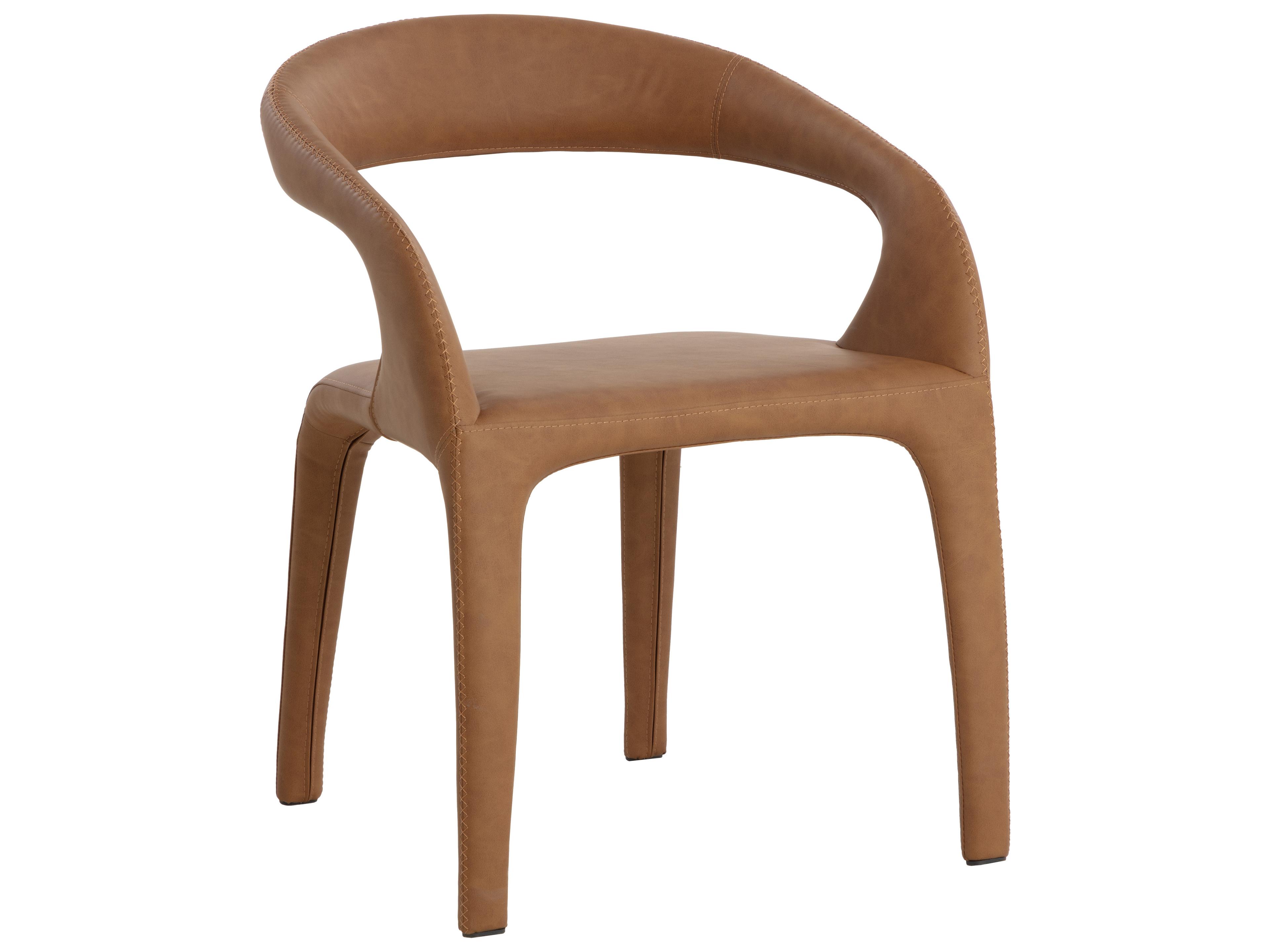 Atika Brown Faux Leather Arm Dining Chair