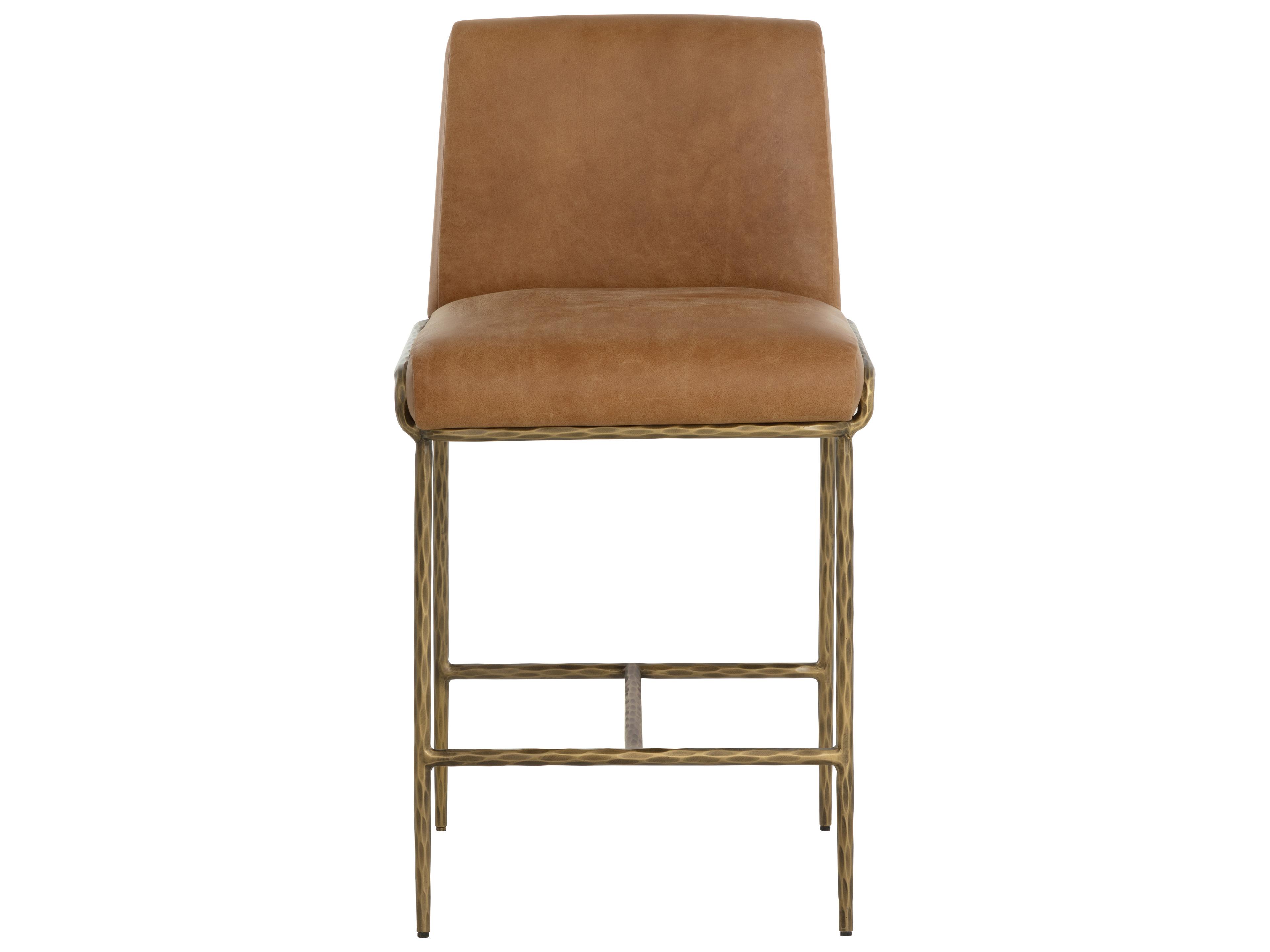 Sunpan Lathan Counter Stool in Tan Leather