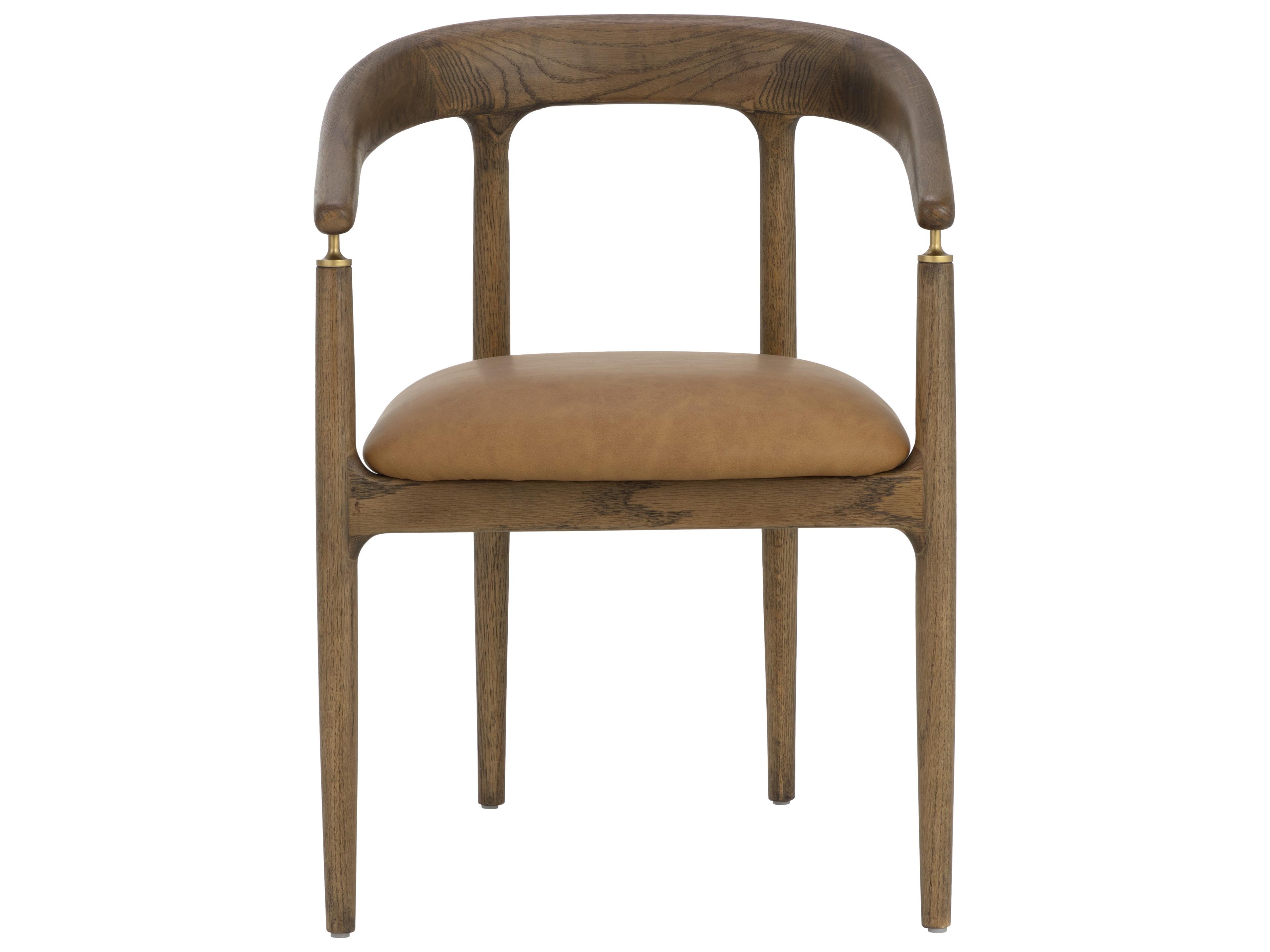 Sunpan Valmont Dining Armchair in Milliken Cognac