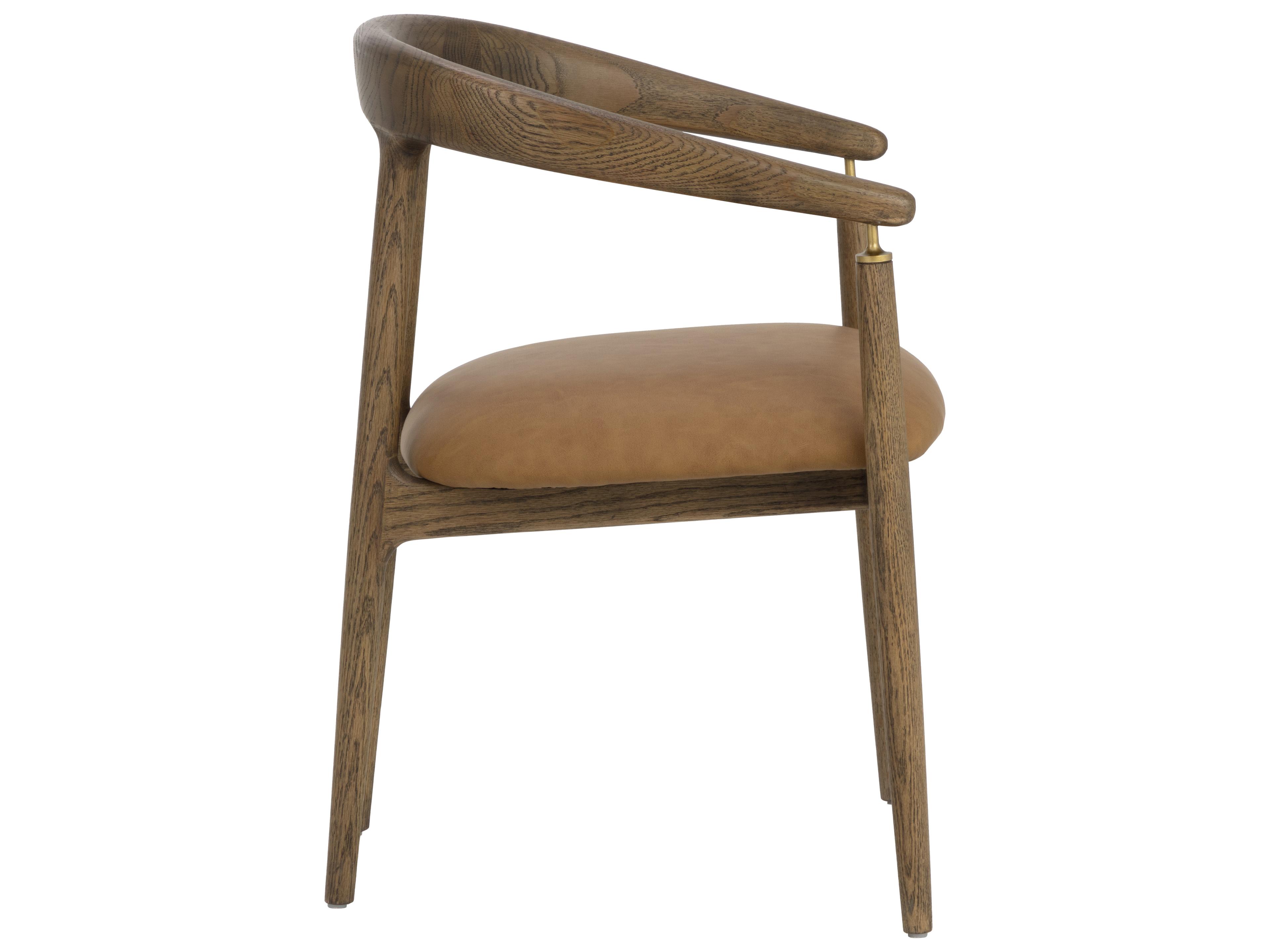 Sunpan Valmont Dining Armchair in Milliken Cognac
